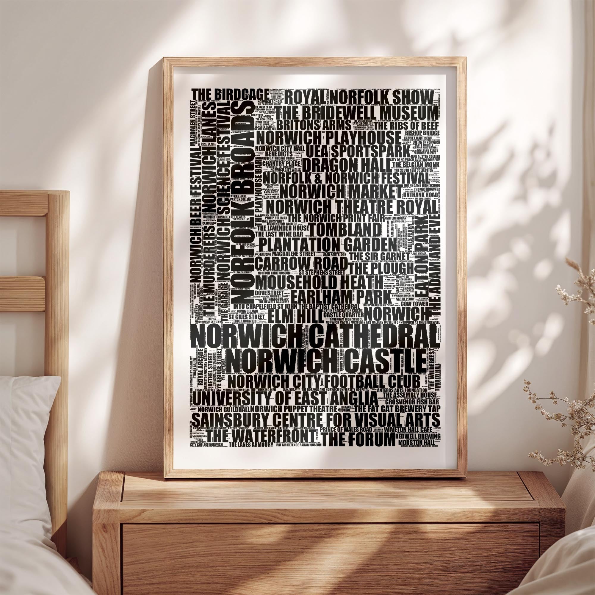 Norwich - Premium Typographic Word Cloud Prints, Posters & Gifts