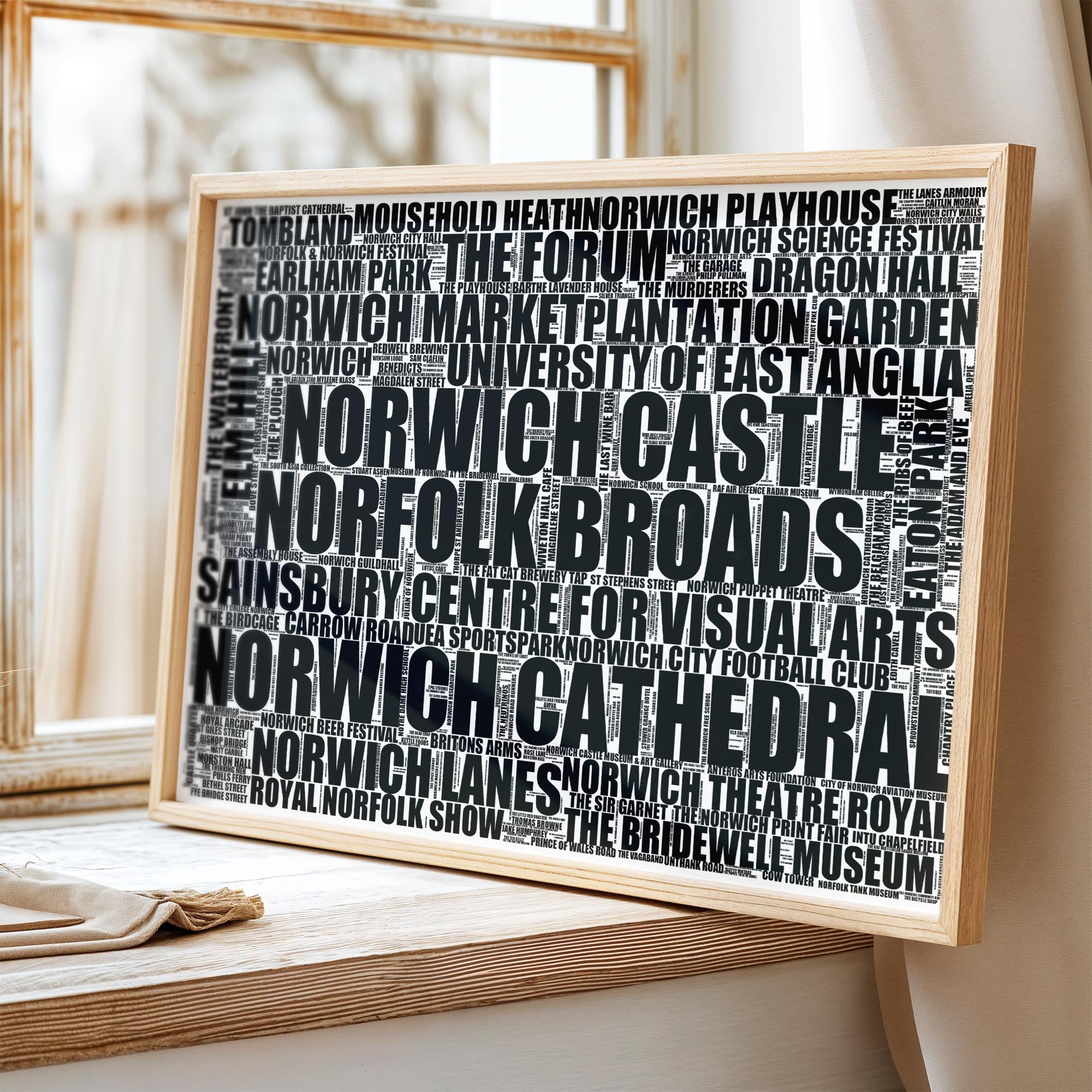 Norwich - Premium Typographic Word Cloud Prints, Posters & Gifts