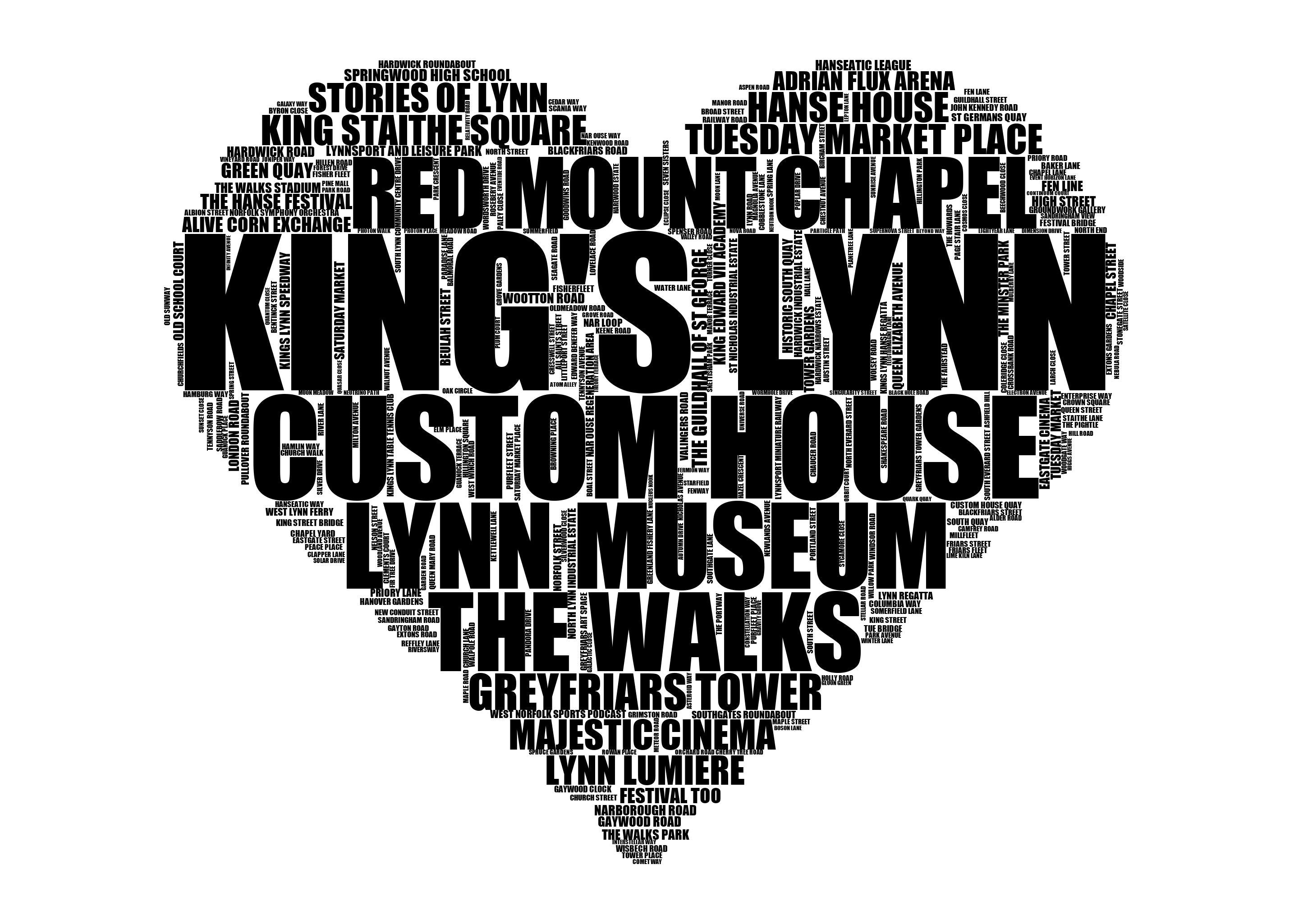 King's Lynn - Premium Typographic Word Cloud Prints, Posters & Gifts