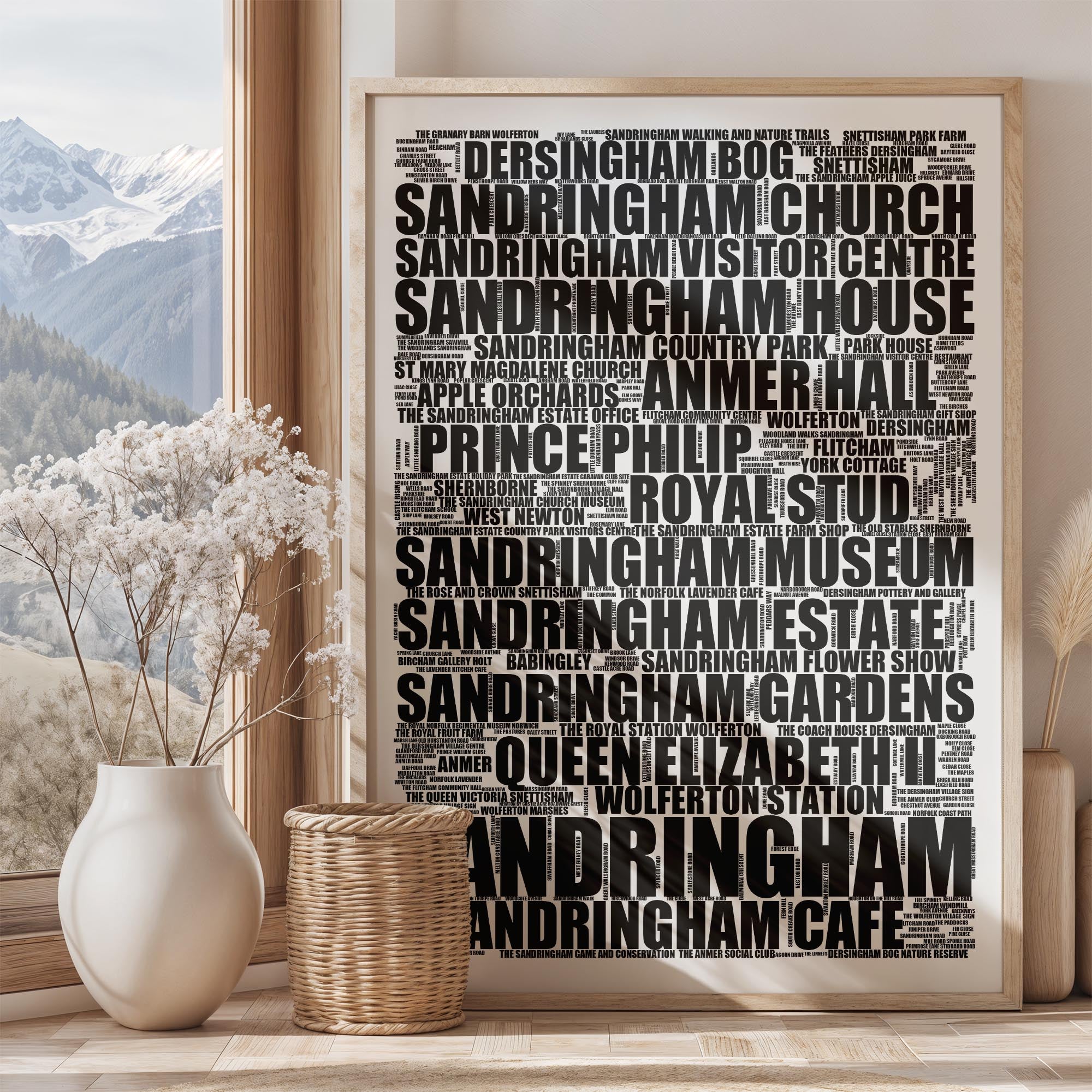 Sandringham - Premium Typographic Word Cloud Prints, Posters & Gifts