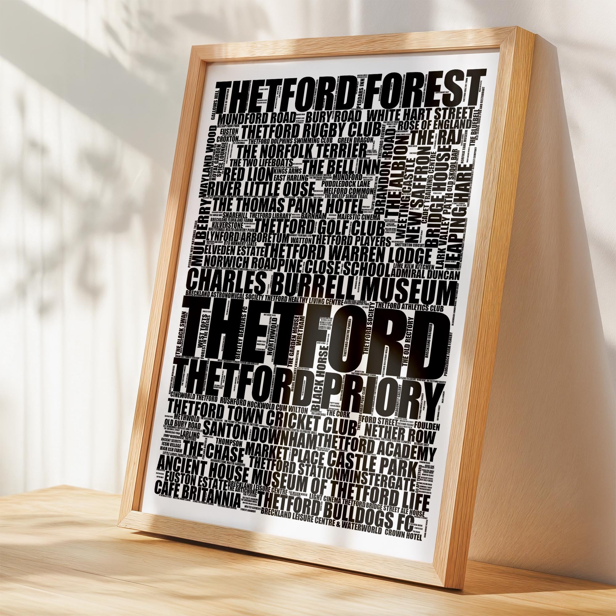 Thetford - Premium Typographic Word Cloud Prints, Posters & Gifts