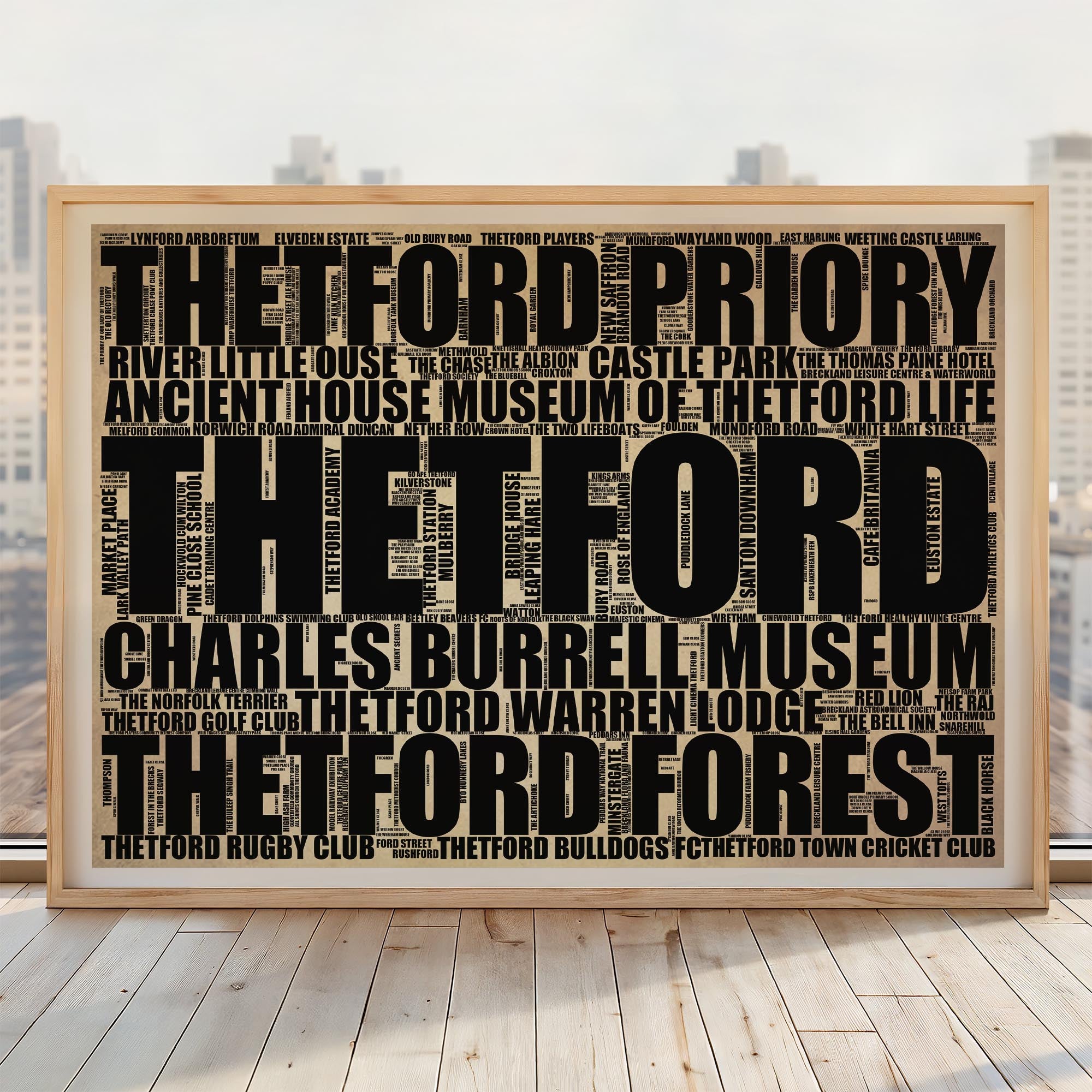 Thetford - Premium Typographic Word Cloud Prints, Posters & Gifts