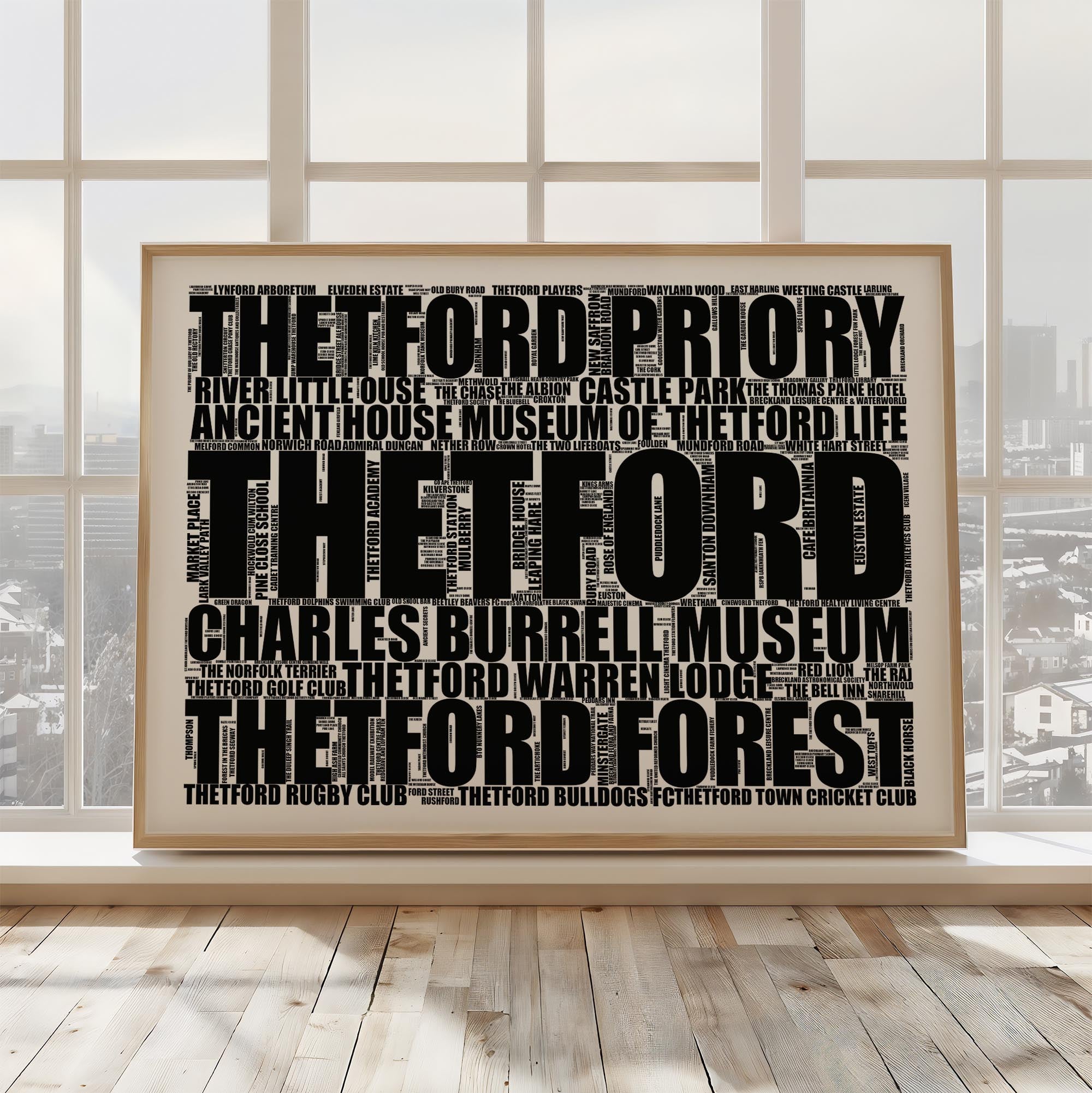 Thetford - Premium Typographic Word Cloud Prints, Posters & Gifts