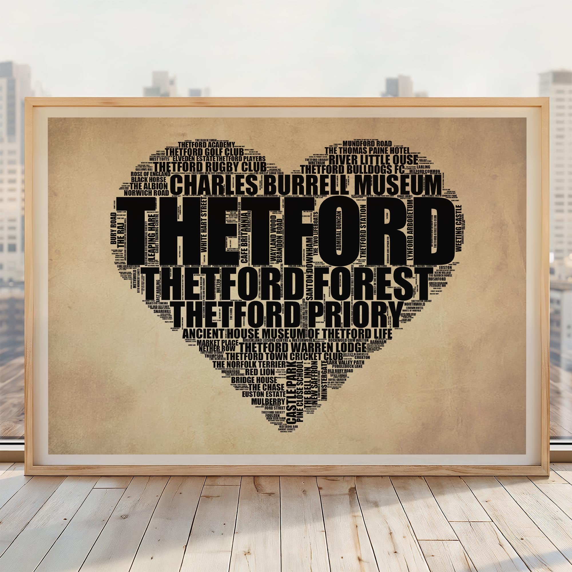 Thetford - Premium Typographic Word Cloud Prints, Posters & Gifts