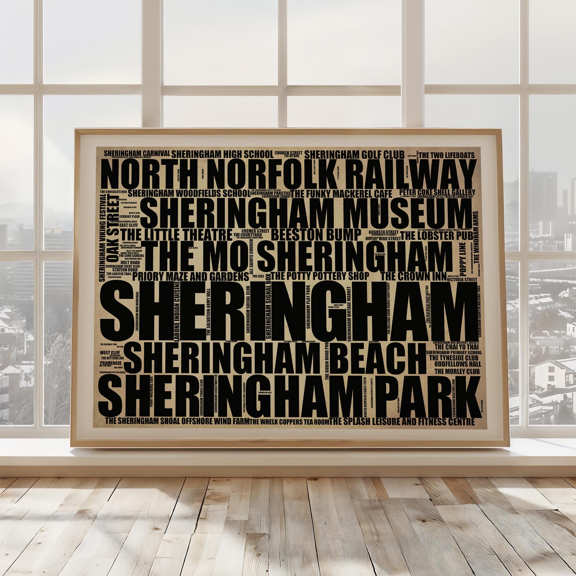 Sheringham - Premium Typographic Word Cloud Prints, Posters & Gifts