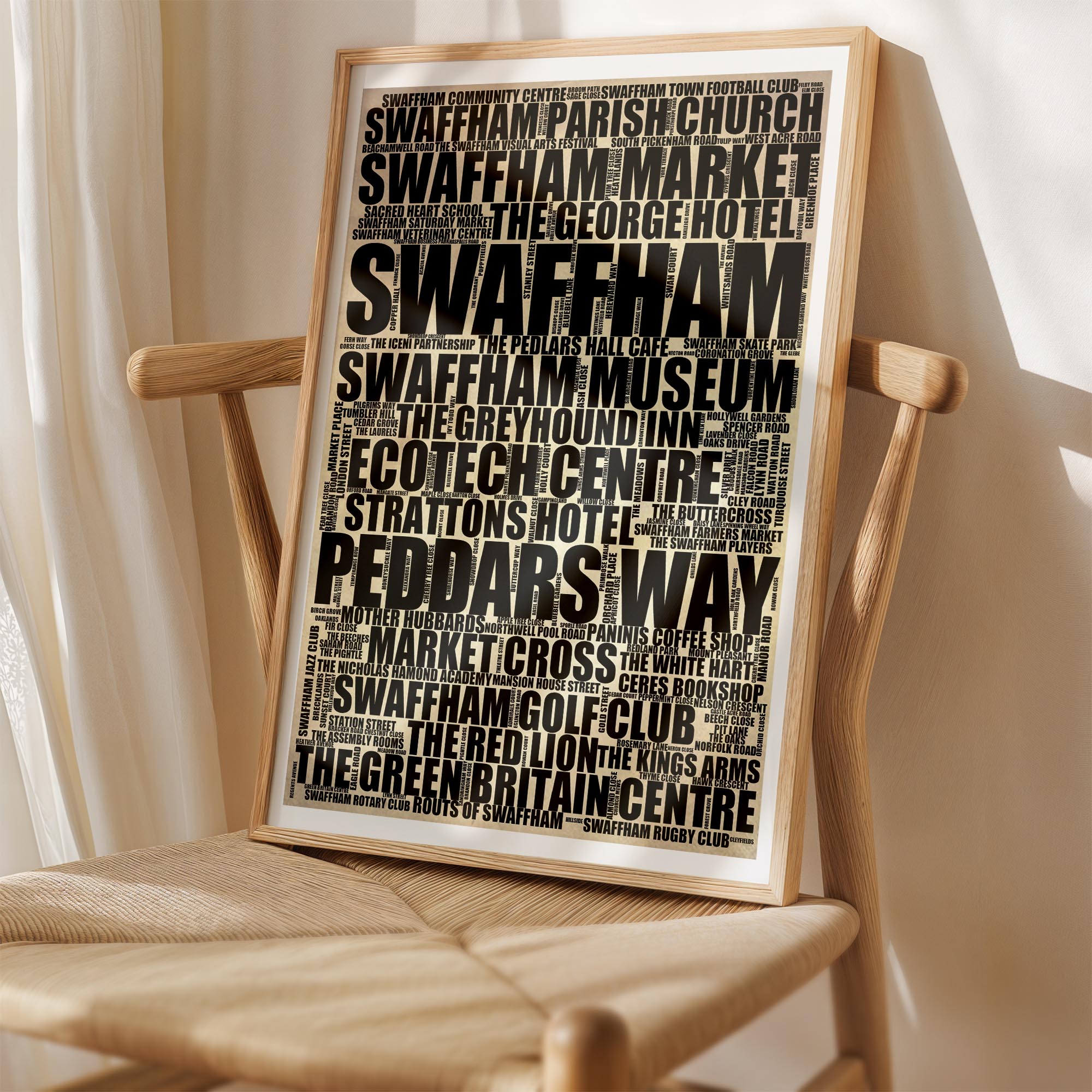 Swaffham - Premium Typographic Word Cloud Prints, Posters & Gifts