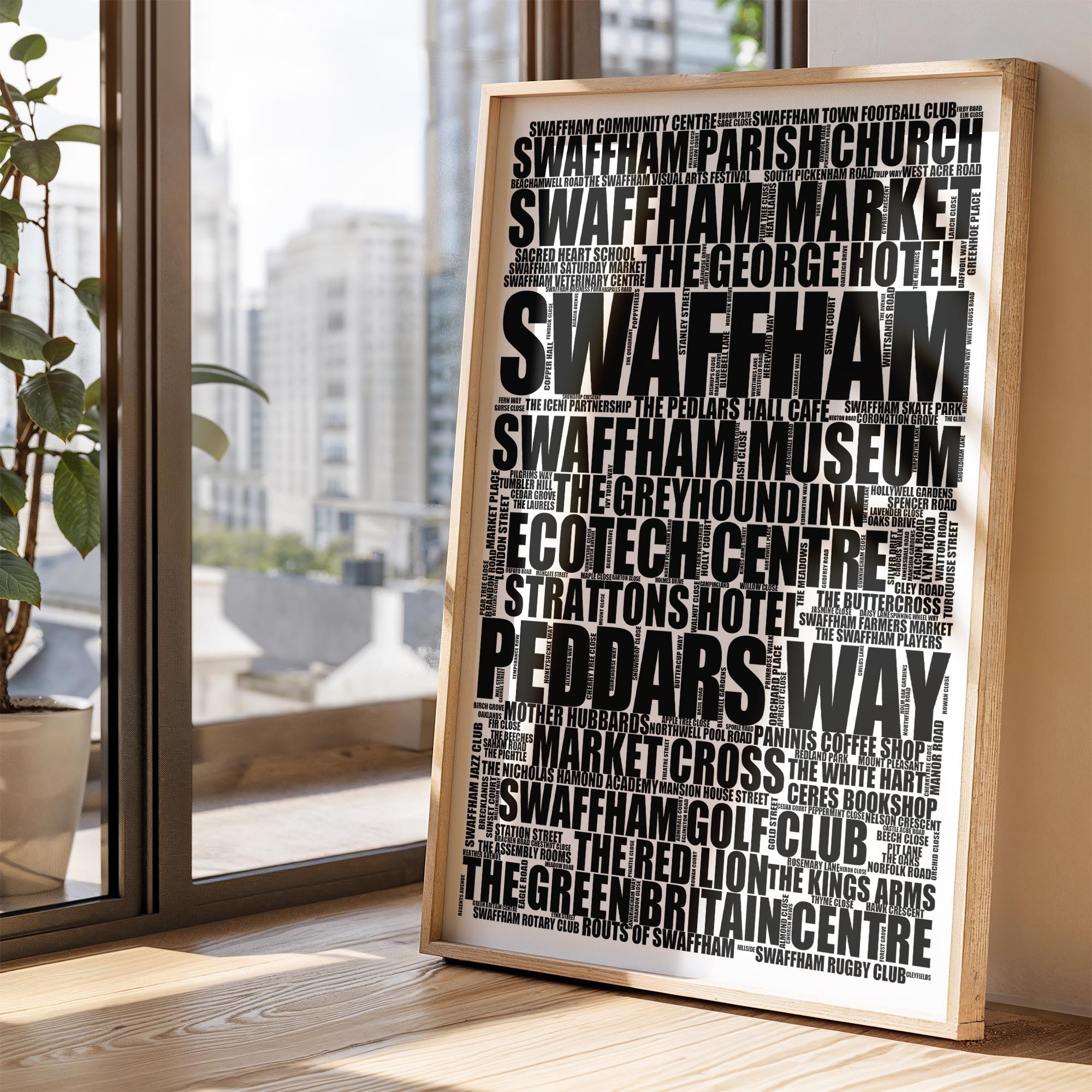 Swaffham - Premium Typographic Word Cloud Prints, Posters & Gifts