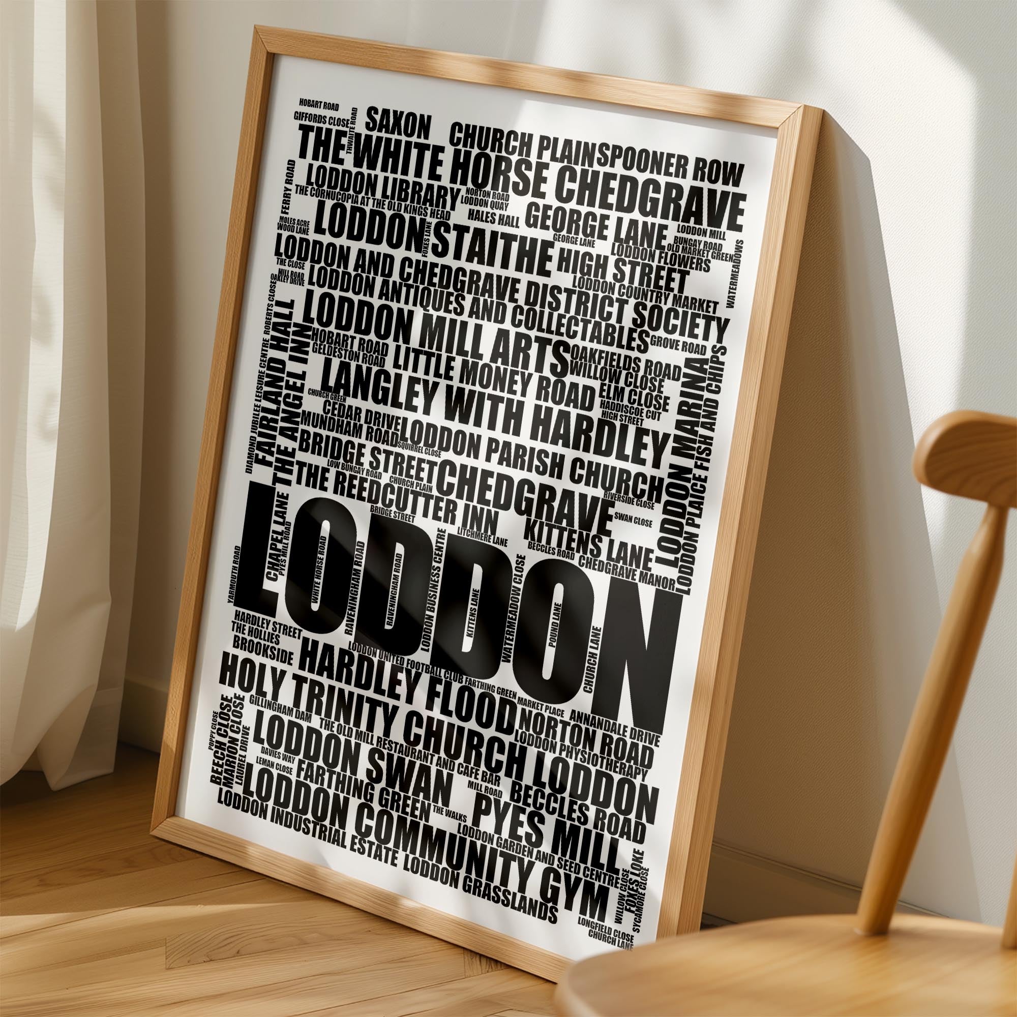 Loddon - Premium Typographic Word Cloud Prints, Posters & Gifts