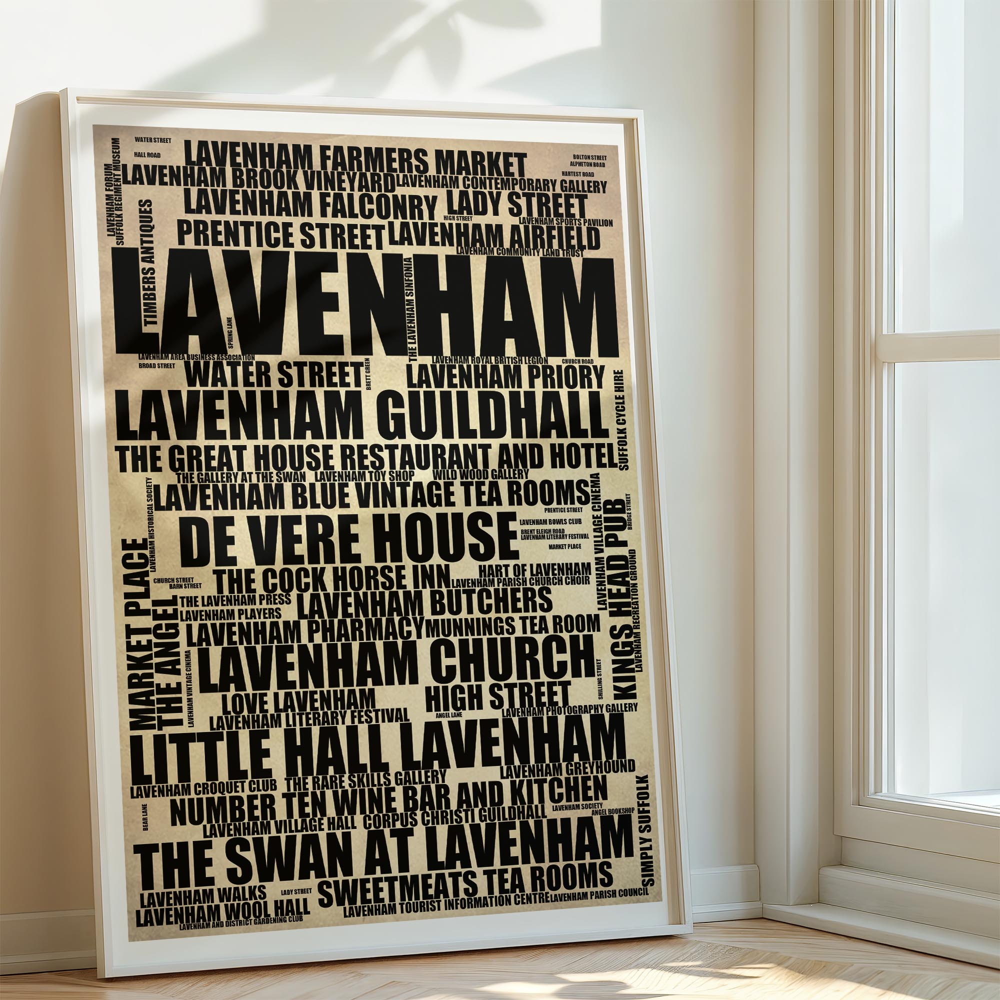 Lavenham - Premium Typographic Word Cloud Prints, Posters & Gifts