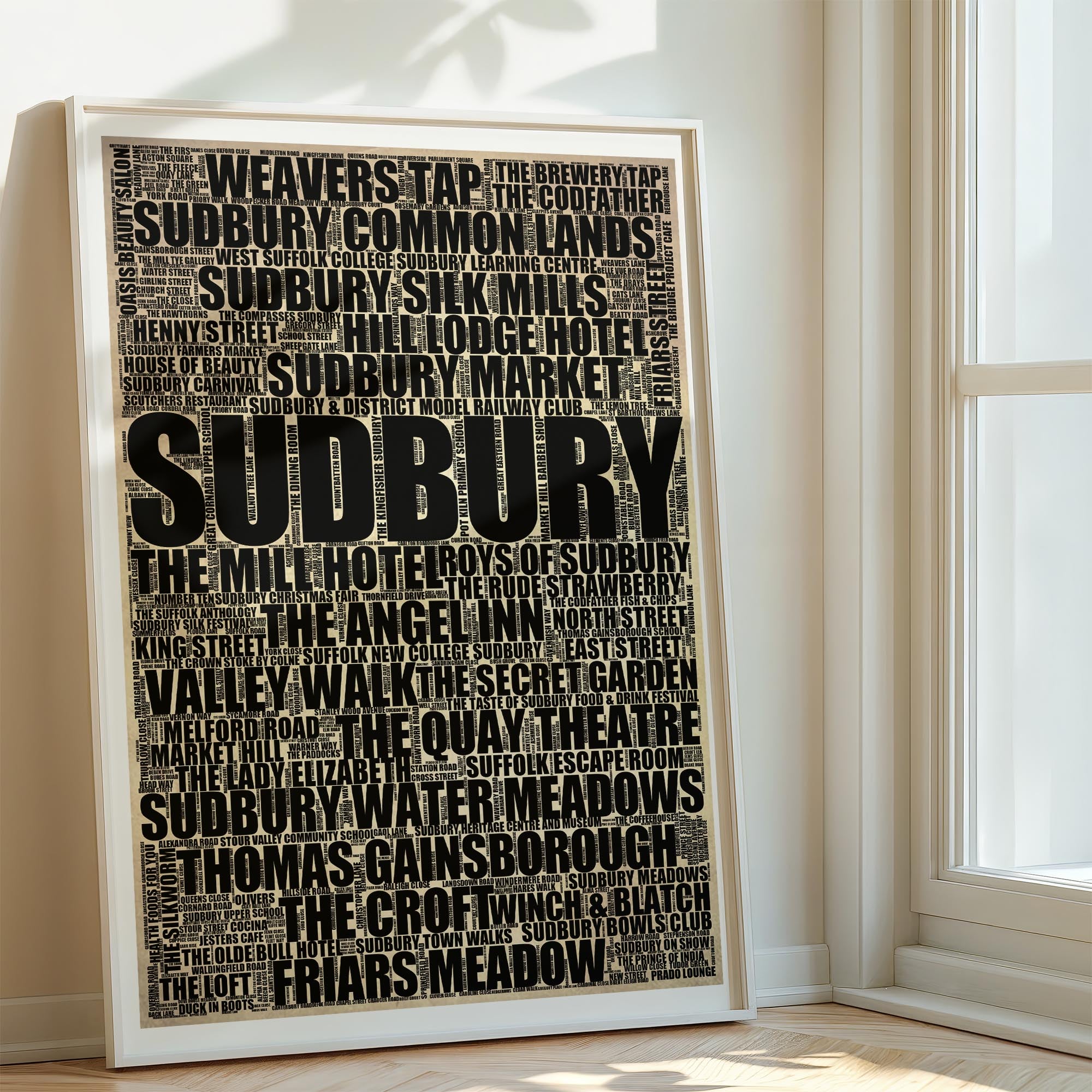 Sudbury - Premium Typographic Word Cloud Prints, Posters & Gifts