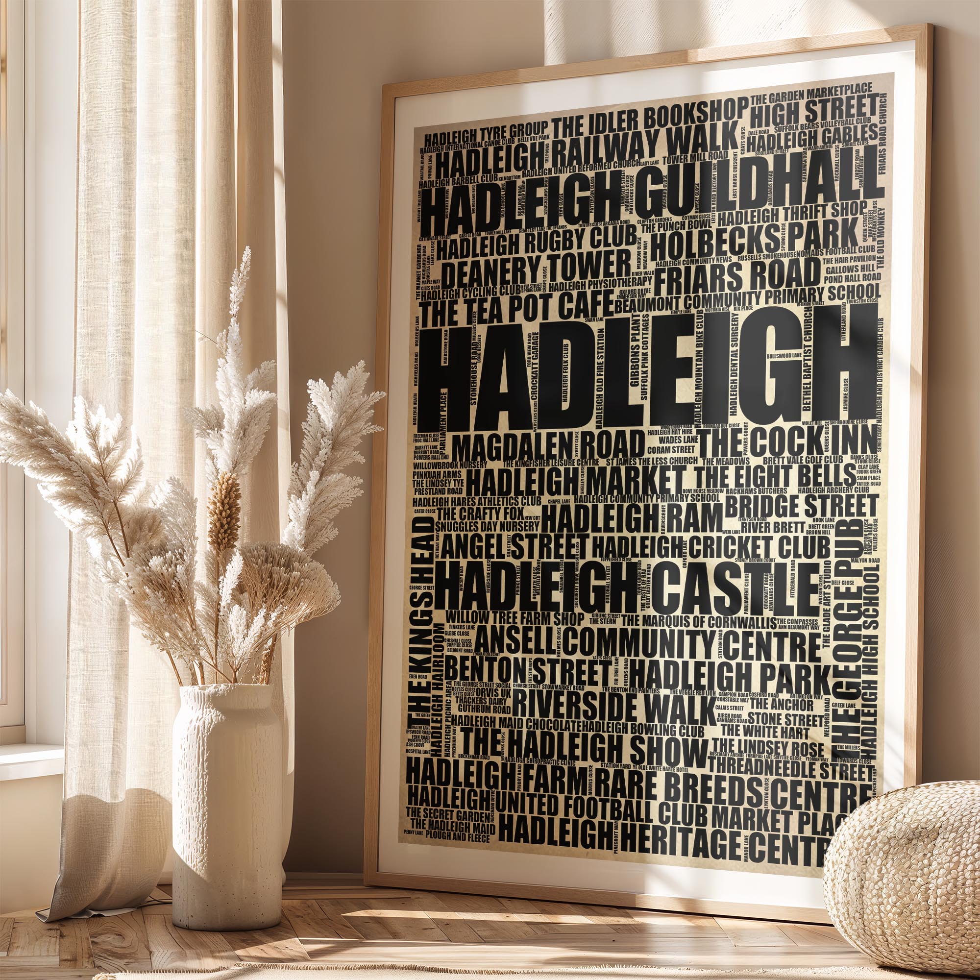 Hadleigh - Premium Typographic Word Cloud Prints, Posters & Gifts