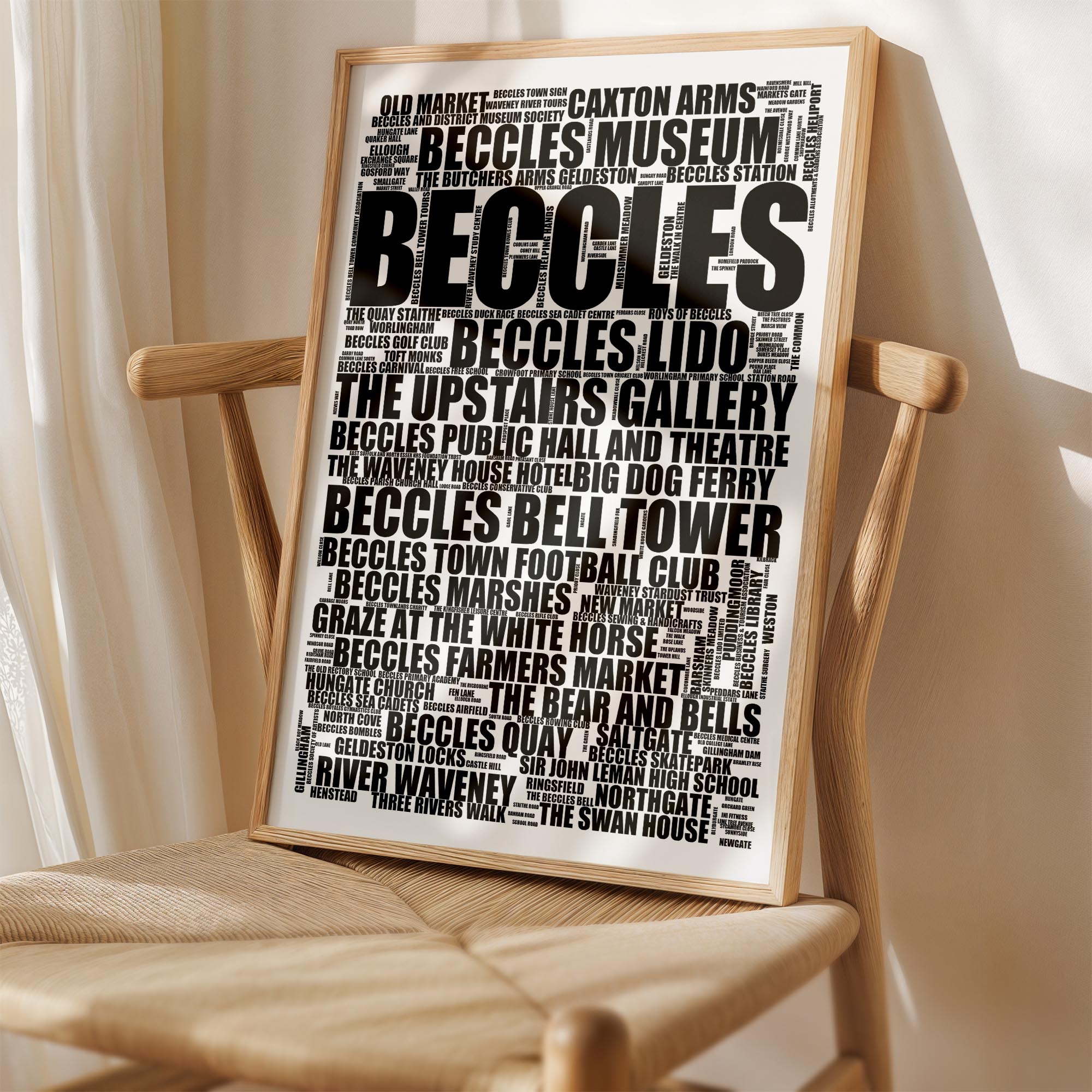 Beccles - Premium Typographic Word Cloud Prints, Posters & Gifts