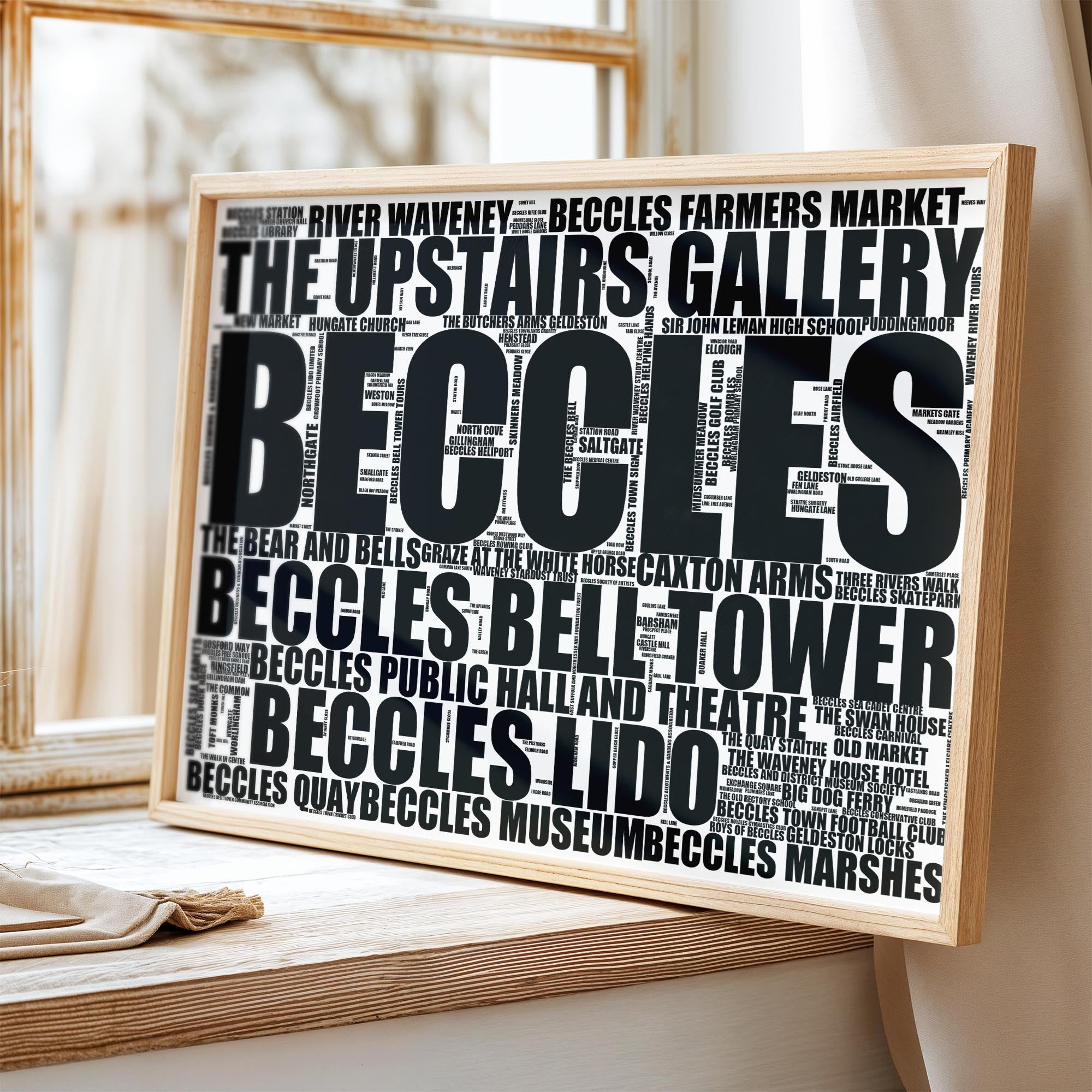 Beccles - Premium Typographic Word Cloud Prints, Posters & Gifts