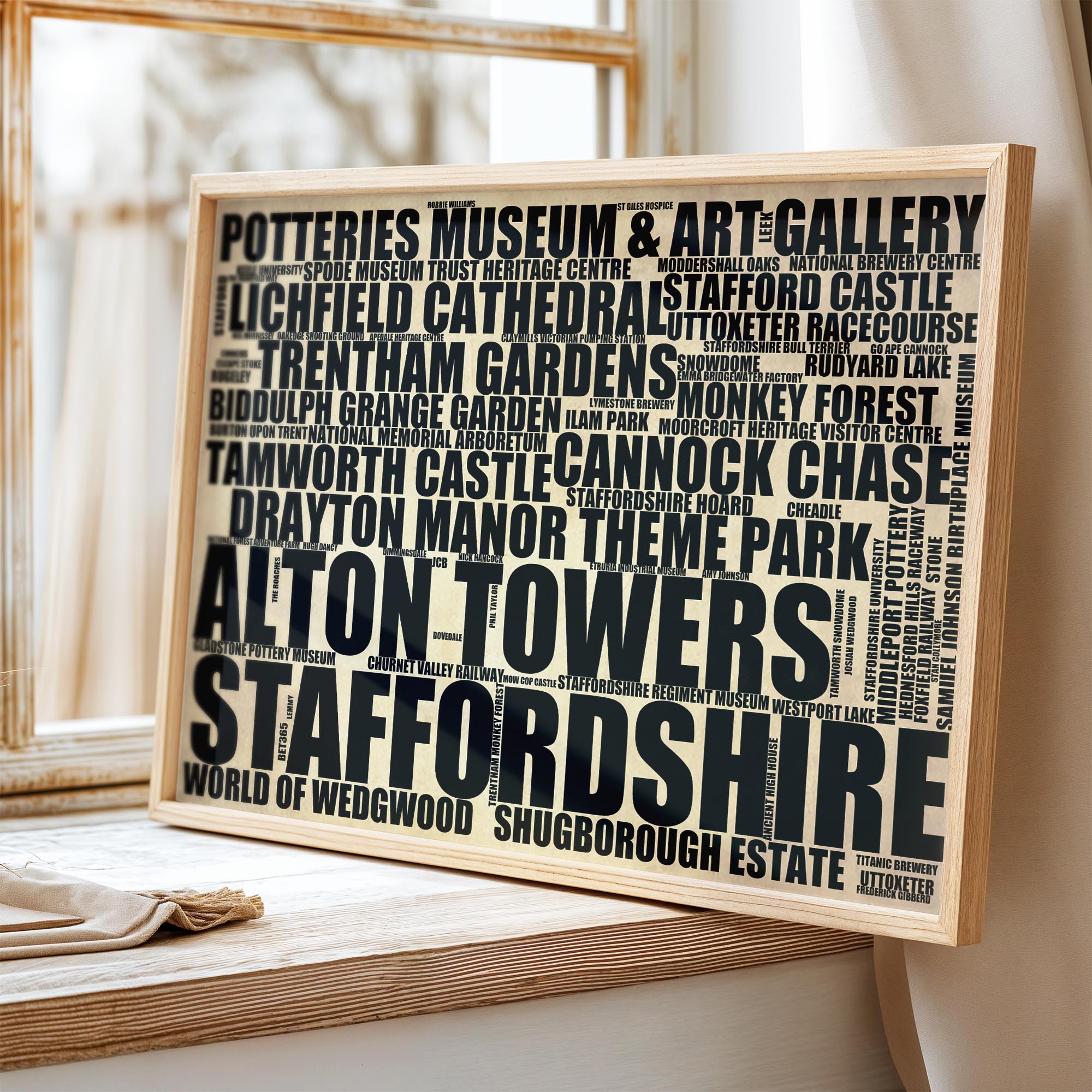 Staffordshire - Premium Typographic Word Cloud Prints, Posters & Gifts