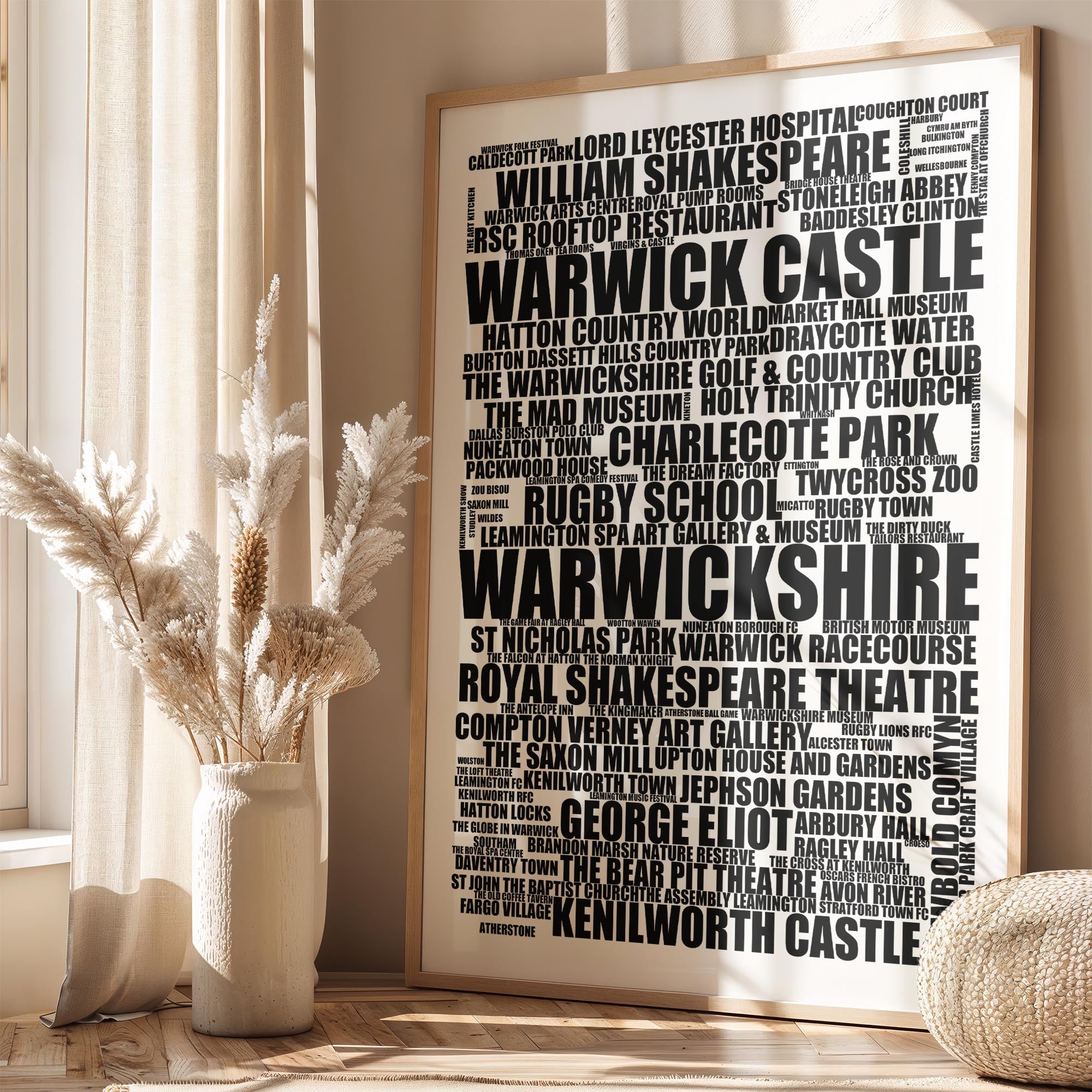 Warwickshire - Premium Typographic Word Cloud Prints, Posters & Gifts