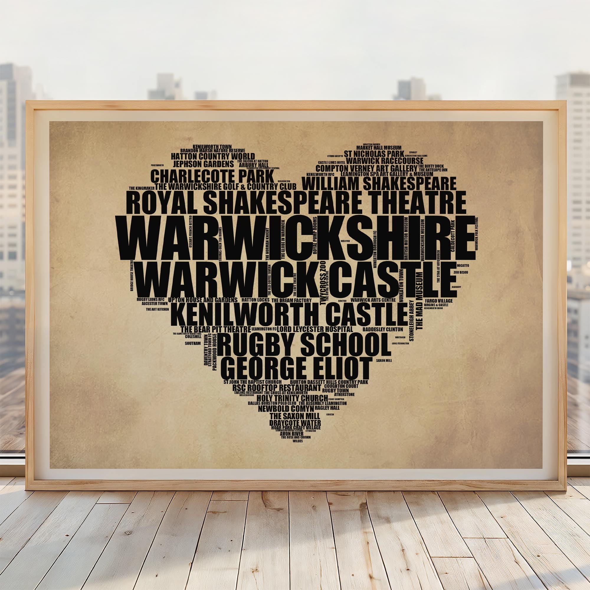 Warwickshire - Premium Typographic Word Cloud Prints, Posters & Gifts