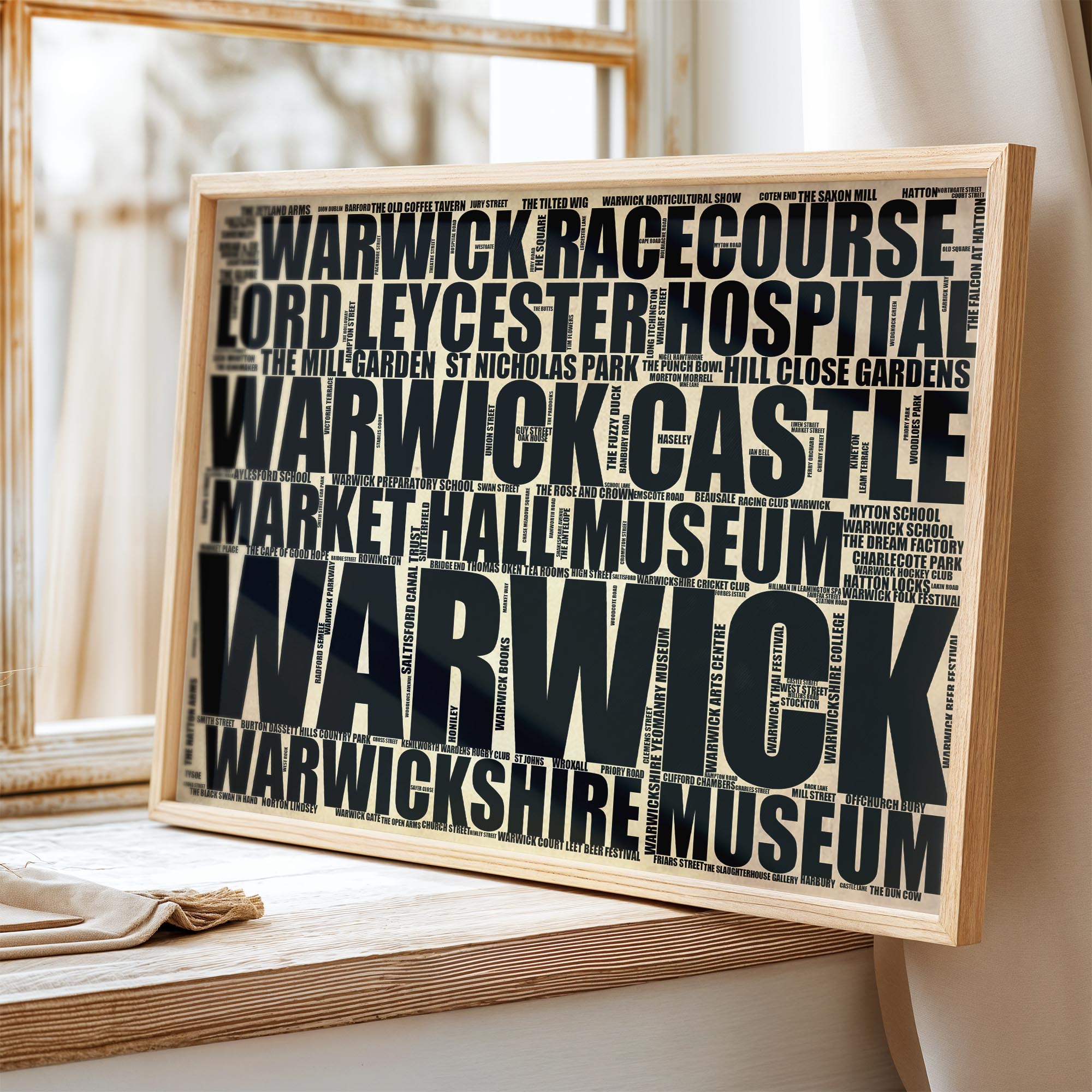 Warwick - Premium Typographic Word Cloud Prints, Posters & Gifts
