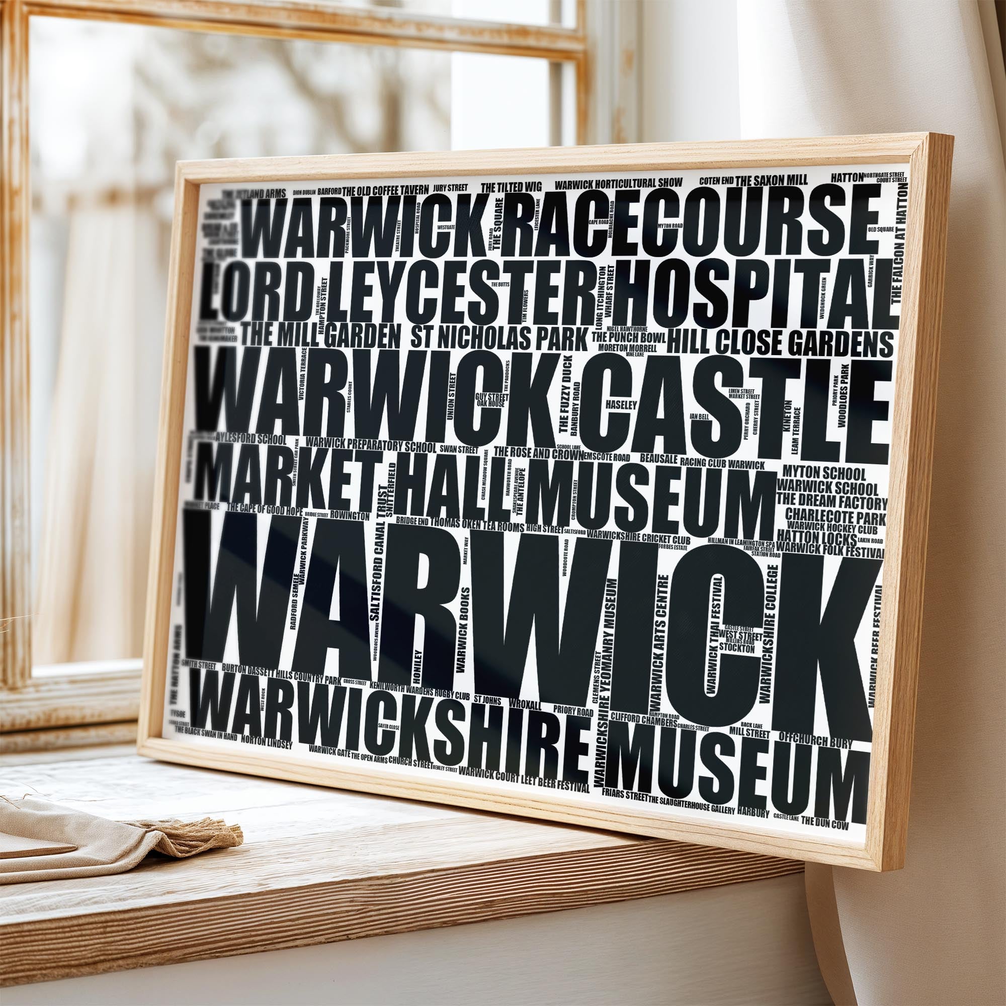 Warwick - Premium Typographic Word Cloud Prints, Posters & Gifts