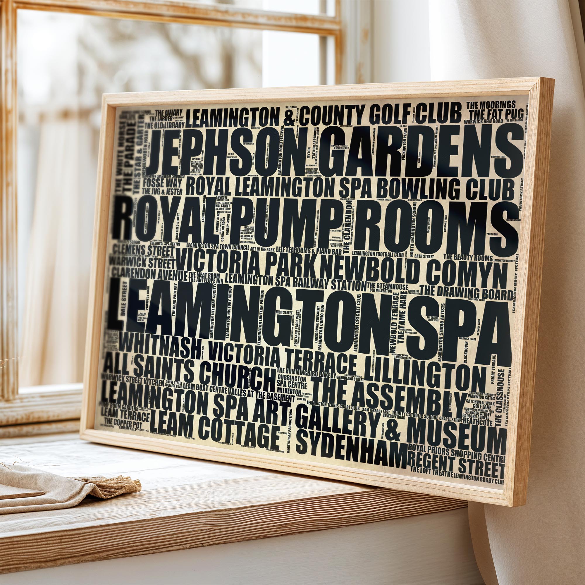 Leamington Spa - Premium Typographic Word Cloud Prints, Posters & Gifts