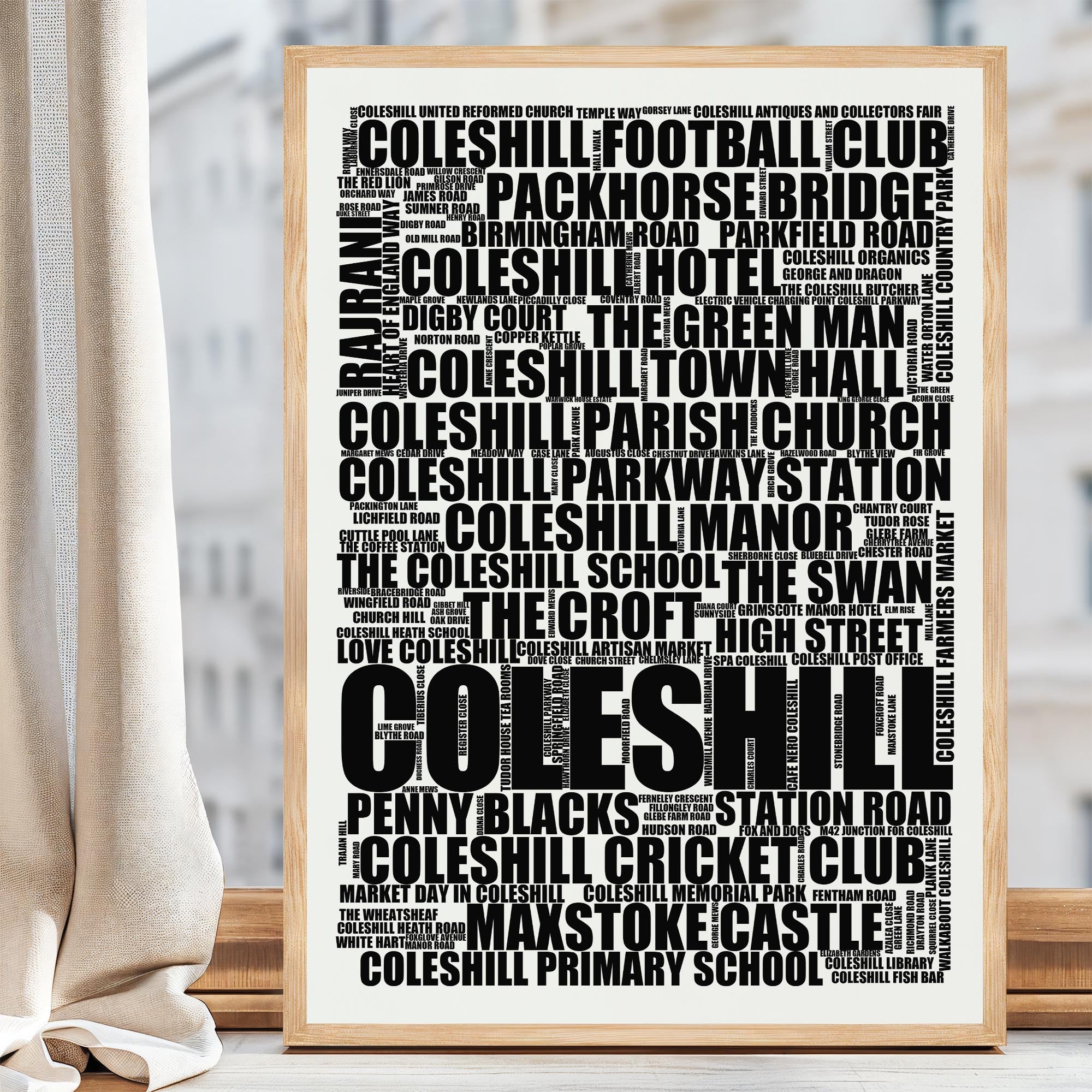 Coleshill - Premium Typographic Word Cloud Prints, Posters & Gifts