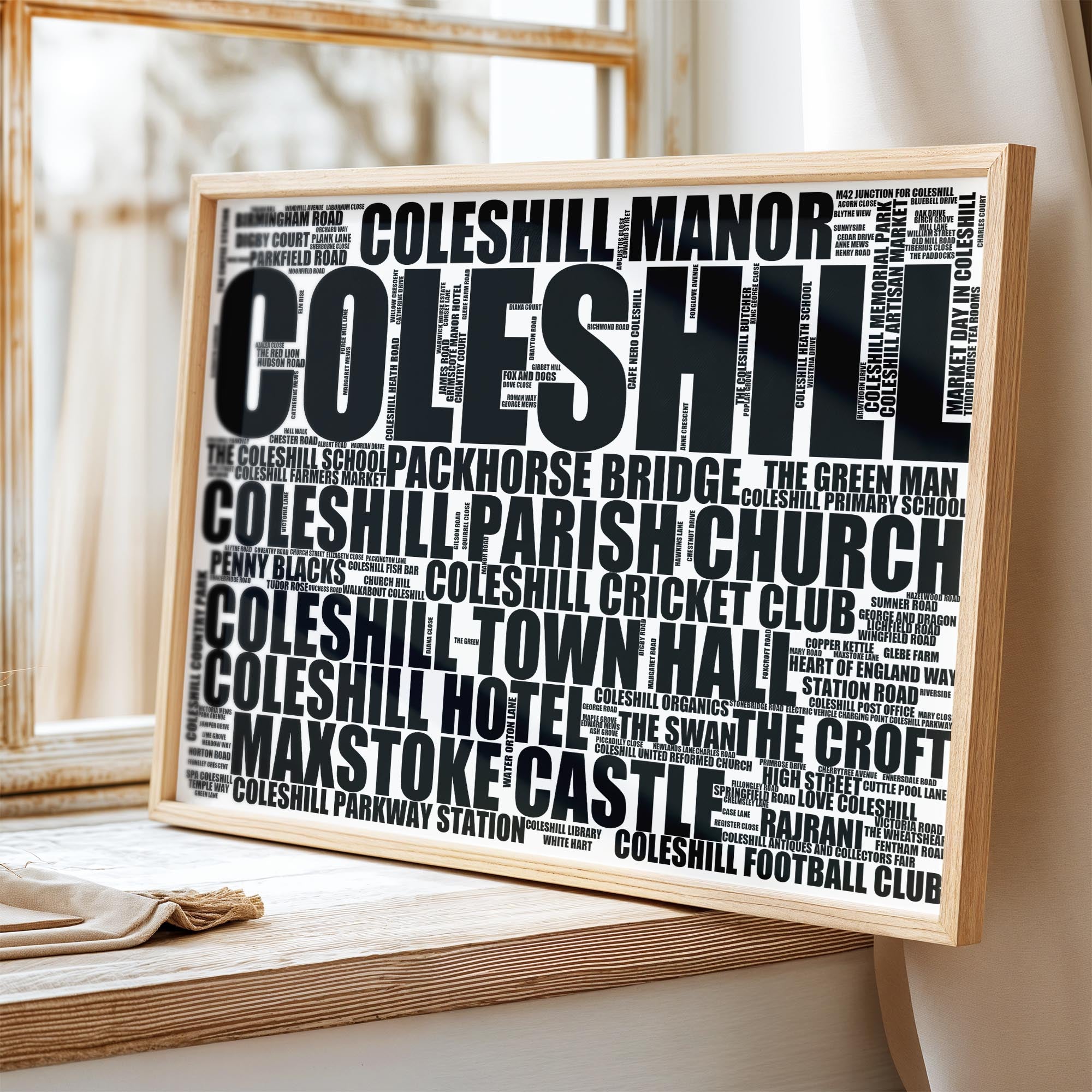 Coleshill - Premium Typographic Word Cloud Prints, Posters & Gifts