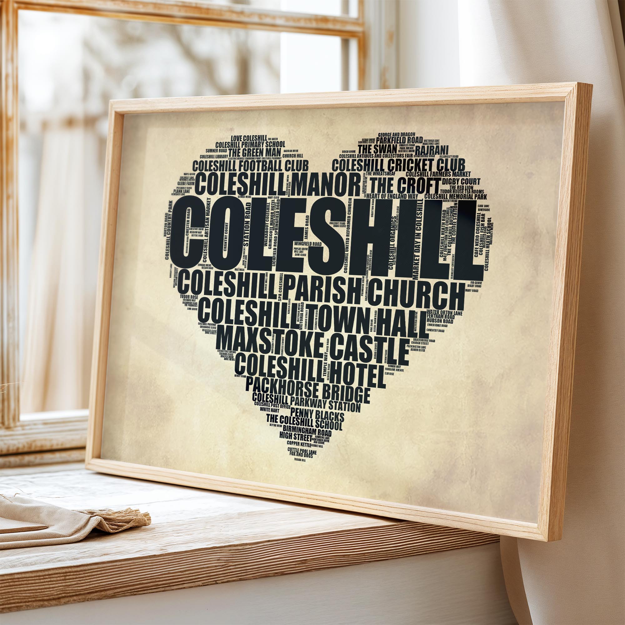 Coleshill - Premium Typographic Word Cloud Prints, Posters & Gifts