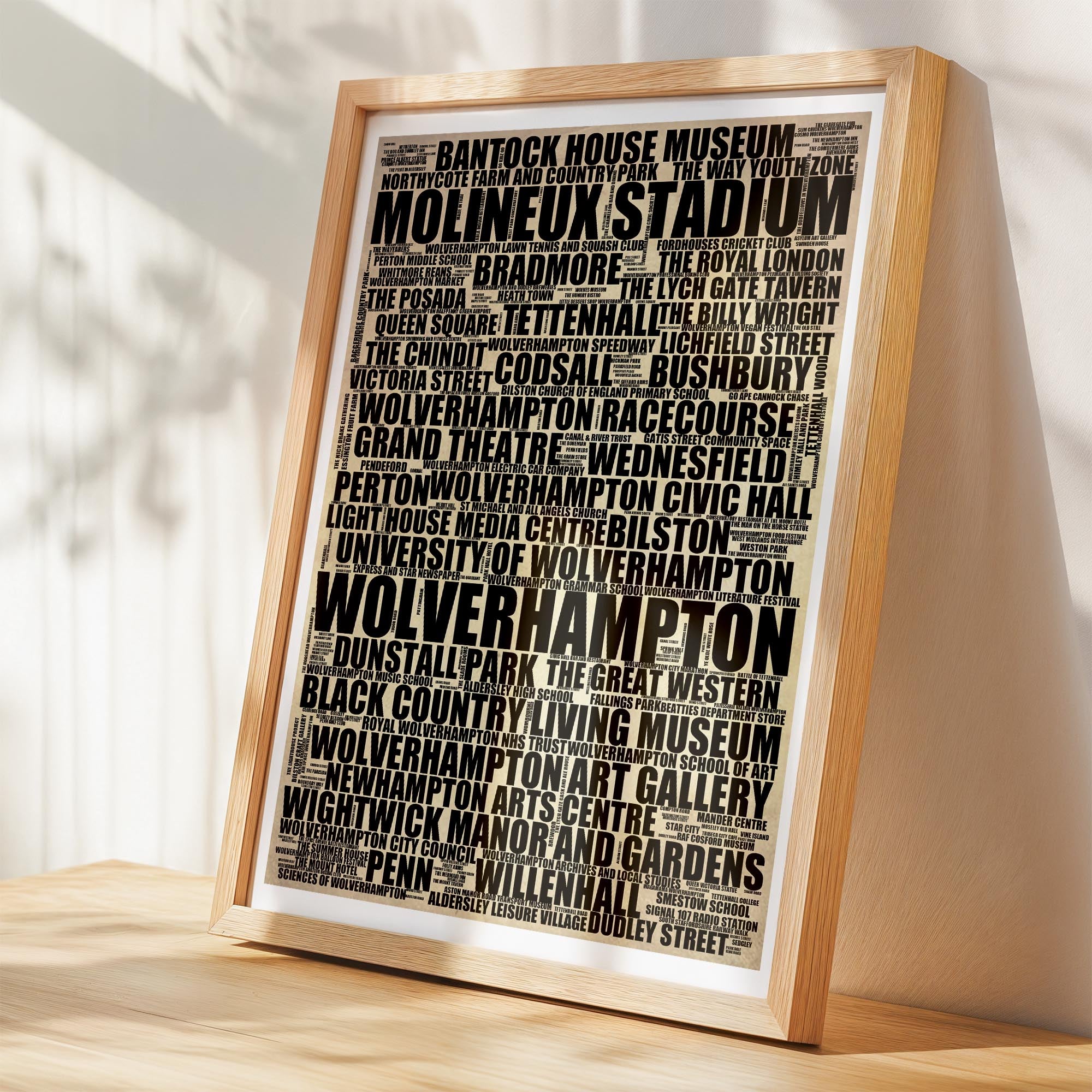 Wolverhampton - Premium Typographic Word Cloud Prints, Posters & Gifts