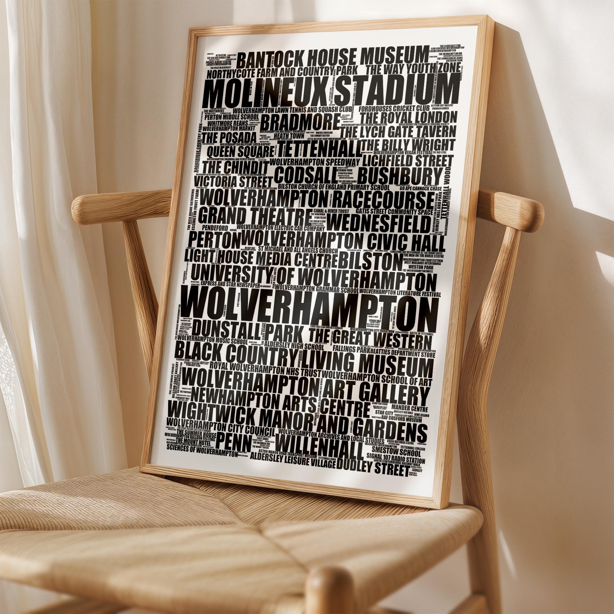 Wolverhampton - Premium Typographic Word Cloud Prints, Posters & Gifts