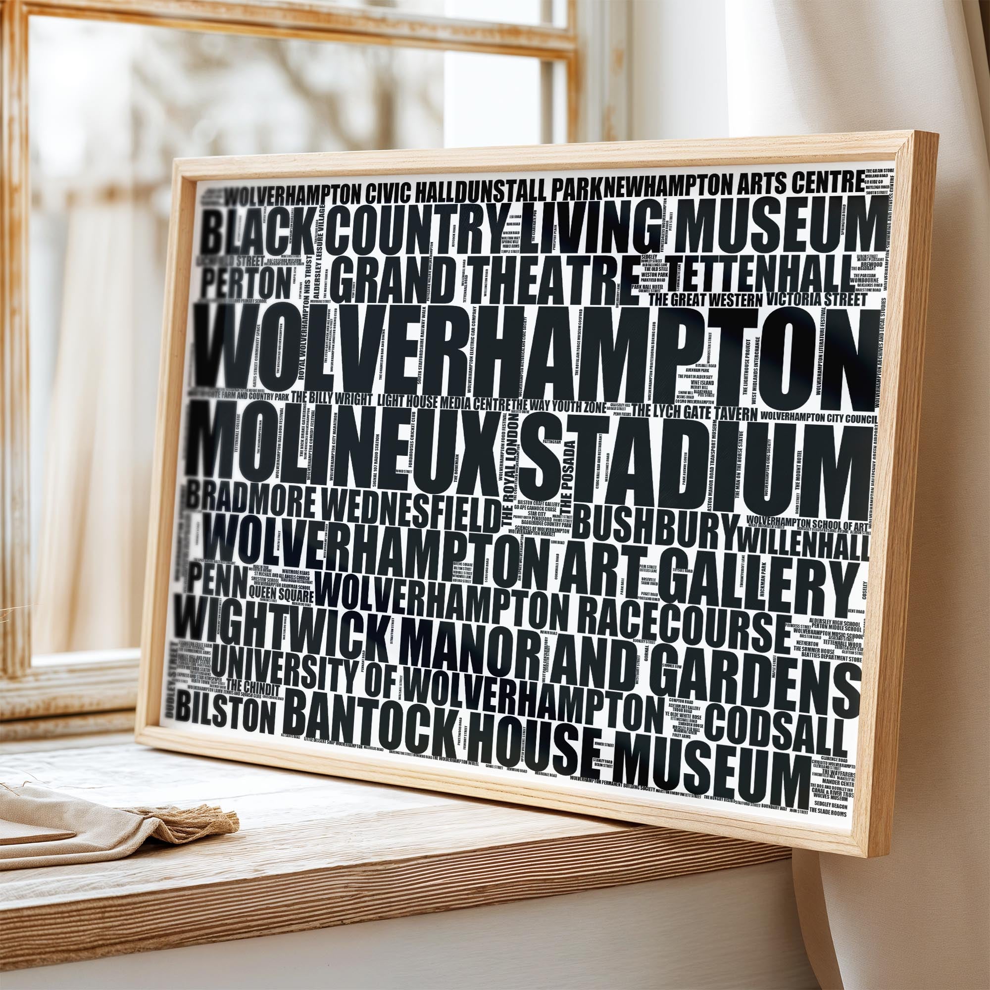 Wolverhampton - Premium Typographic Word Cloud Prints, Posters & Gifts