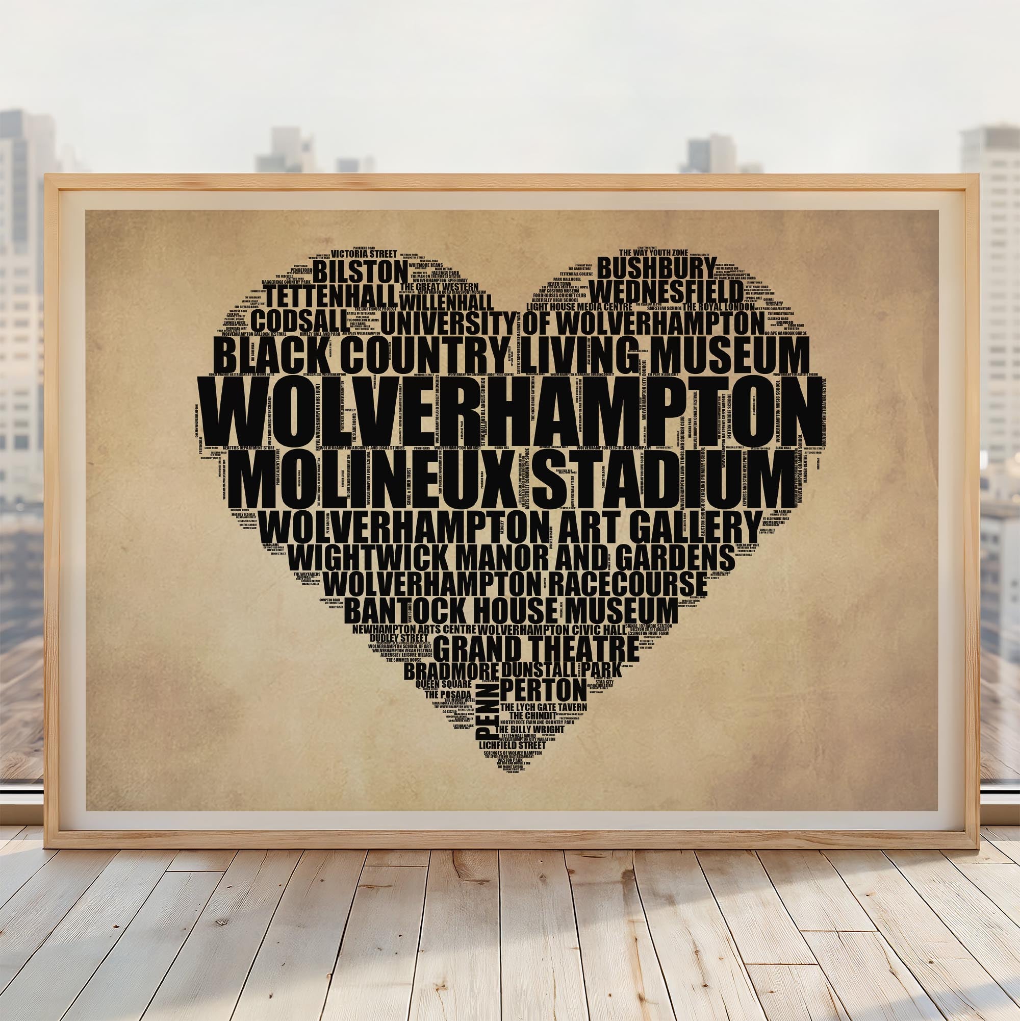 Wolverhampton - Premium Typographic Word Cloud Prints, Posters & Gifts