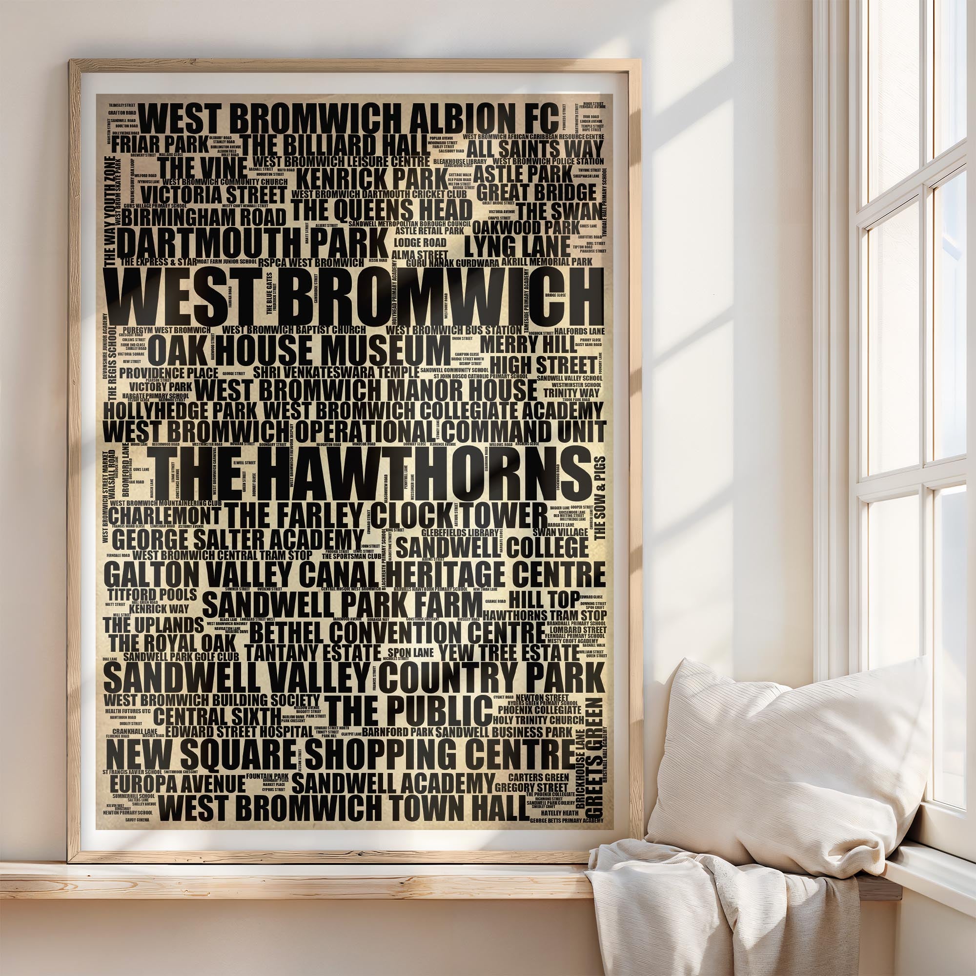 West Bromwich - Premium Typographic Word Cloud Prints, Posters & Gifts