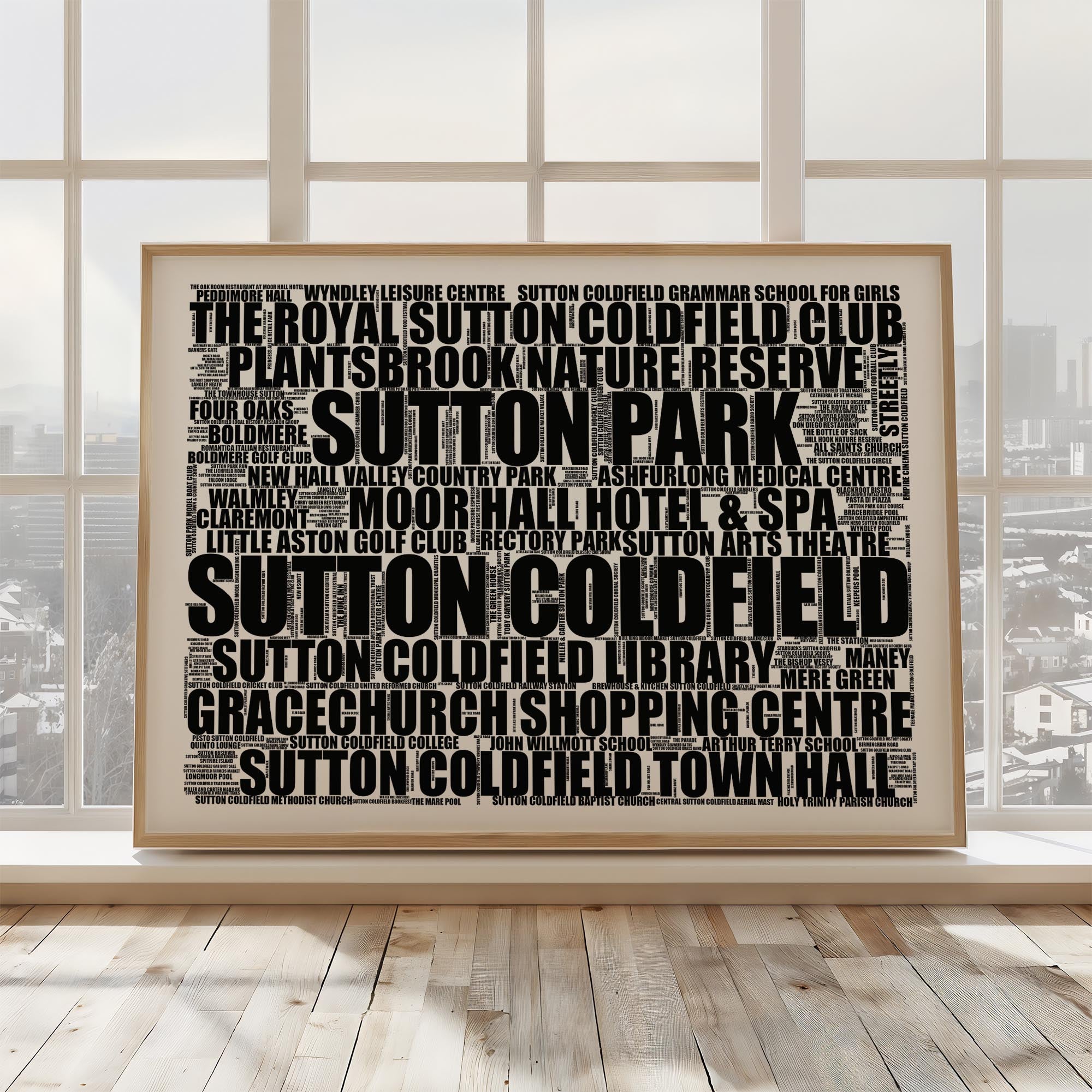 Sutton Coldfield - Premium Typographic Word Cloud Prints, Posters & Gifts