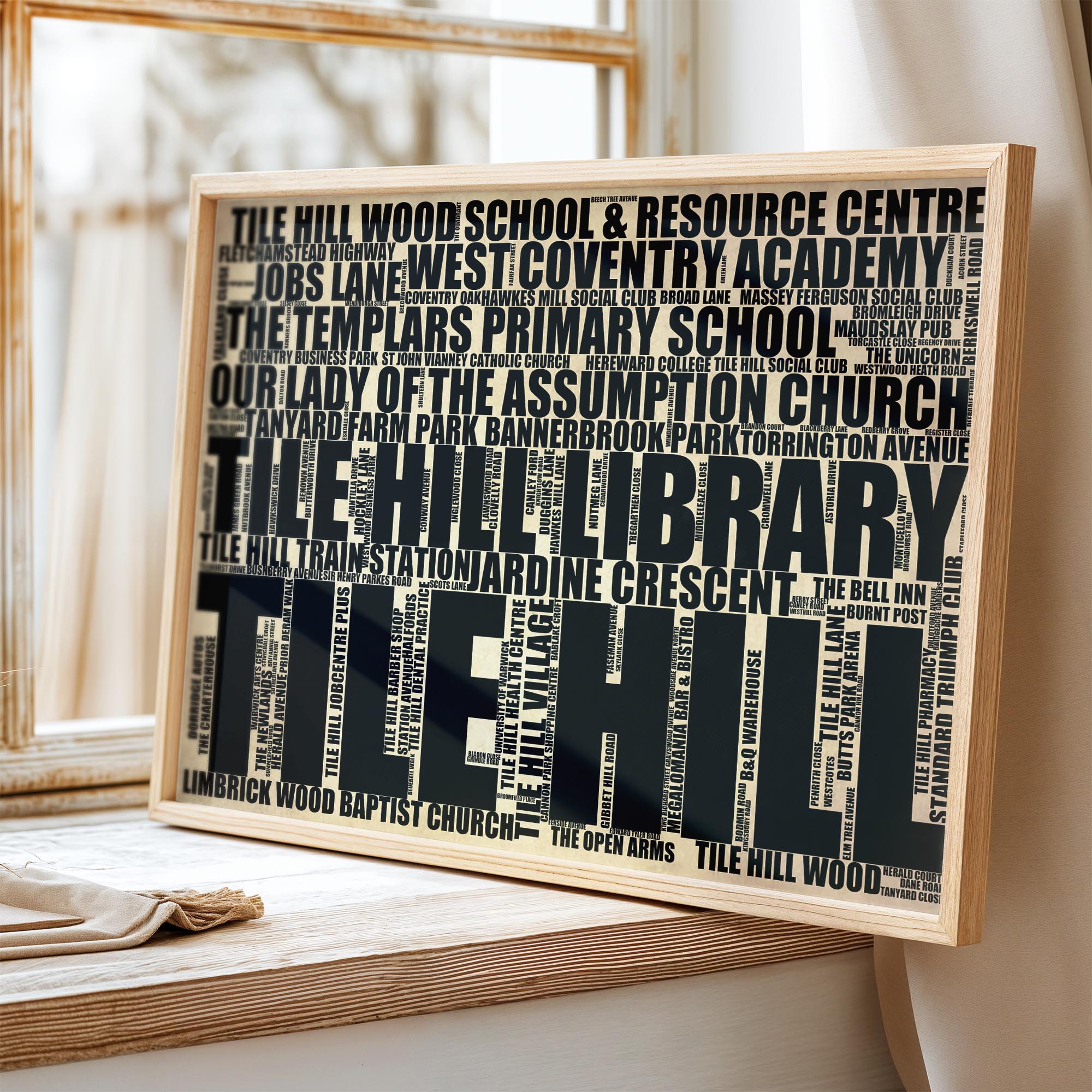 Tile Hill - Premium Typographic Word Cloud Prints, Posters & Gifts