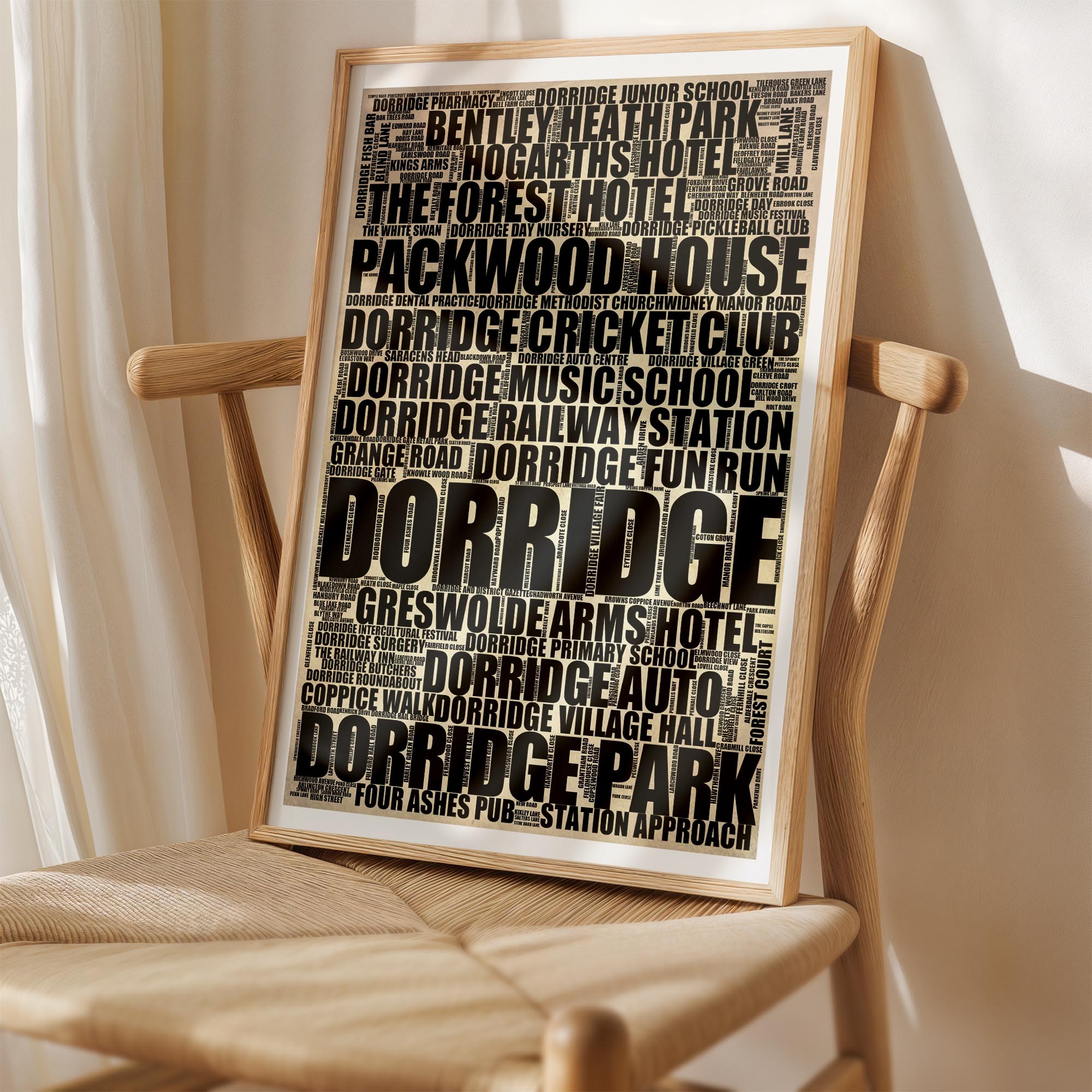 Dorridge - Premium Typographic Word Cloud Prints, Posters & Gifts