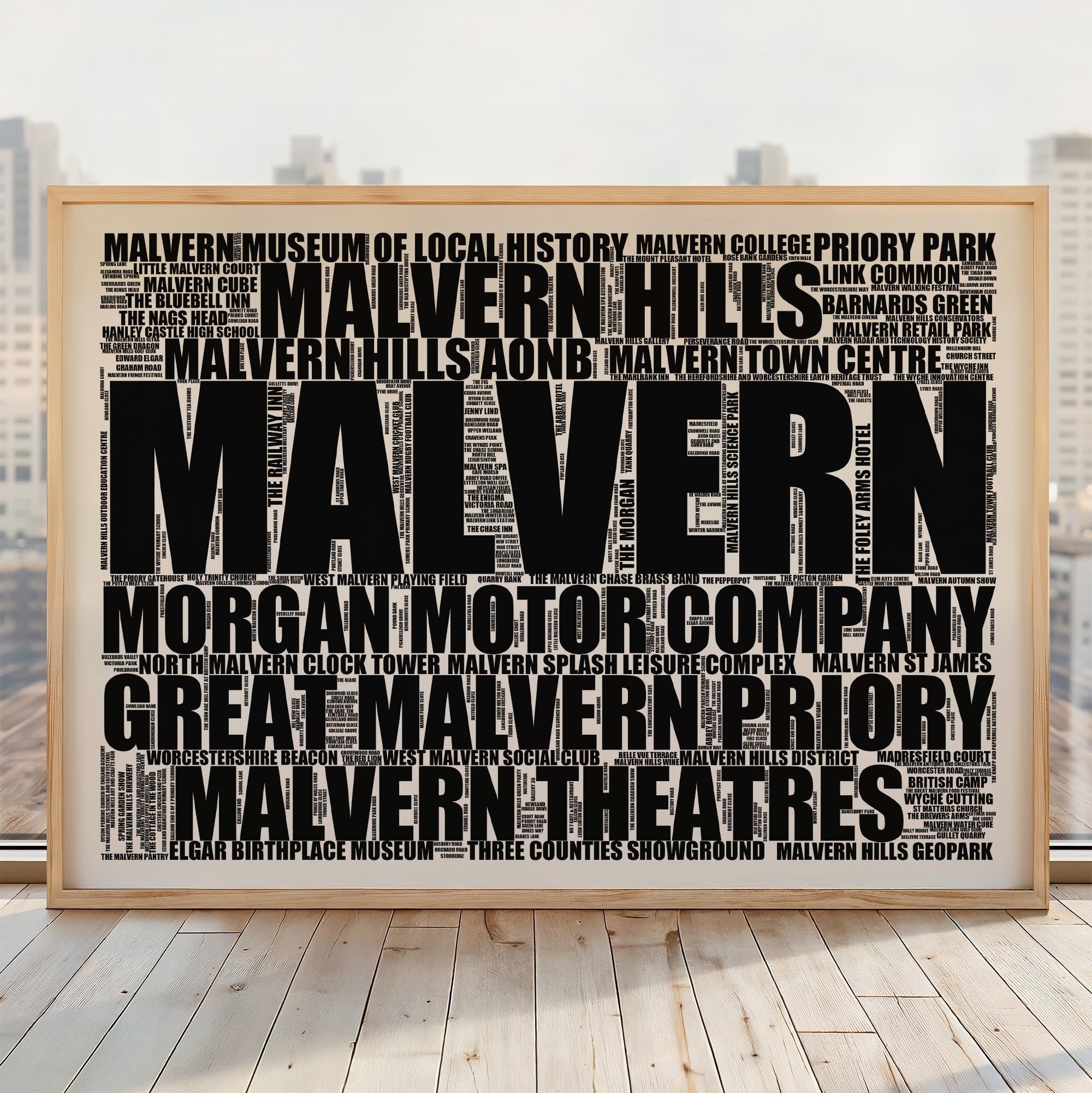 Malvern - Premium Typographic Word Cloud Prints, Posters & Gifts