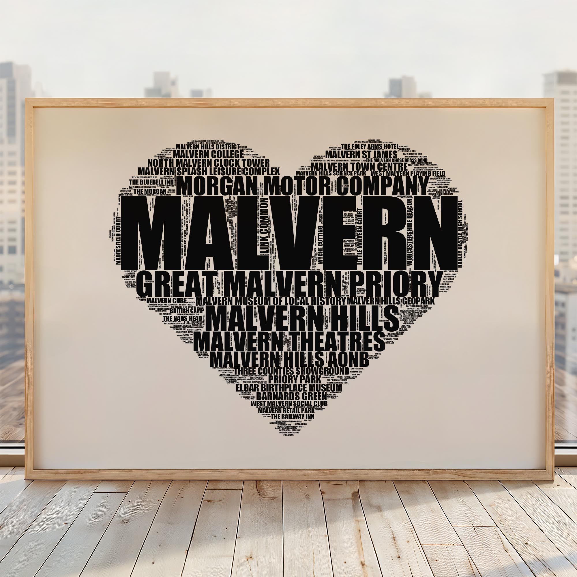 Malvern - Premium Typographic Word Cloud Prints, Posters & Gifts