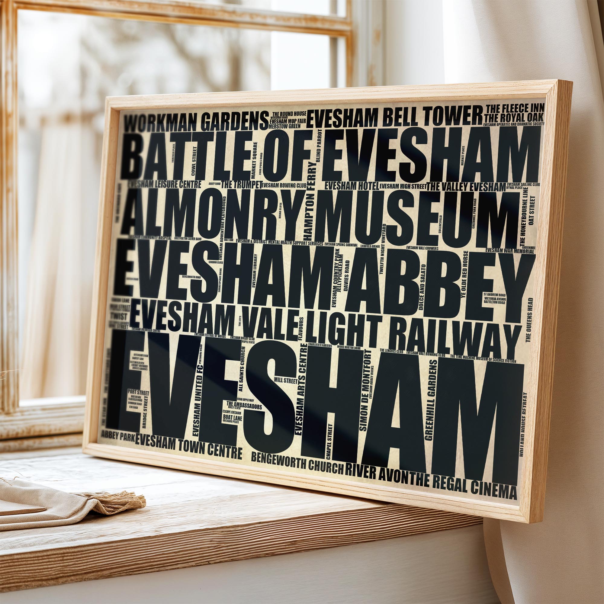 Evesham - Premium Typographic Word Cloud Prints, Posters & Gifts