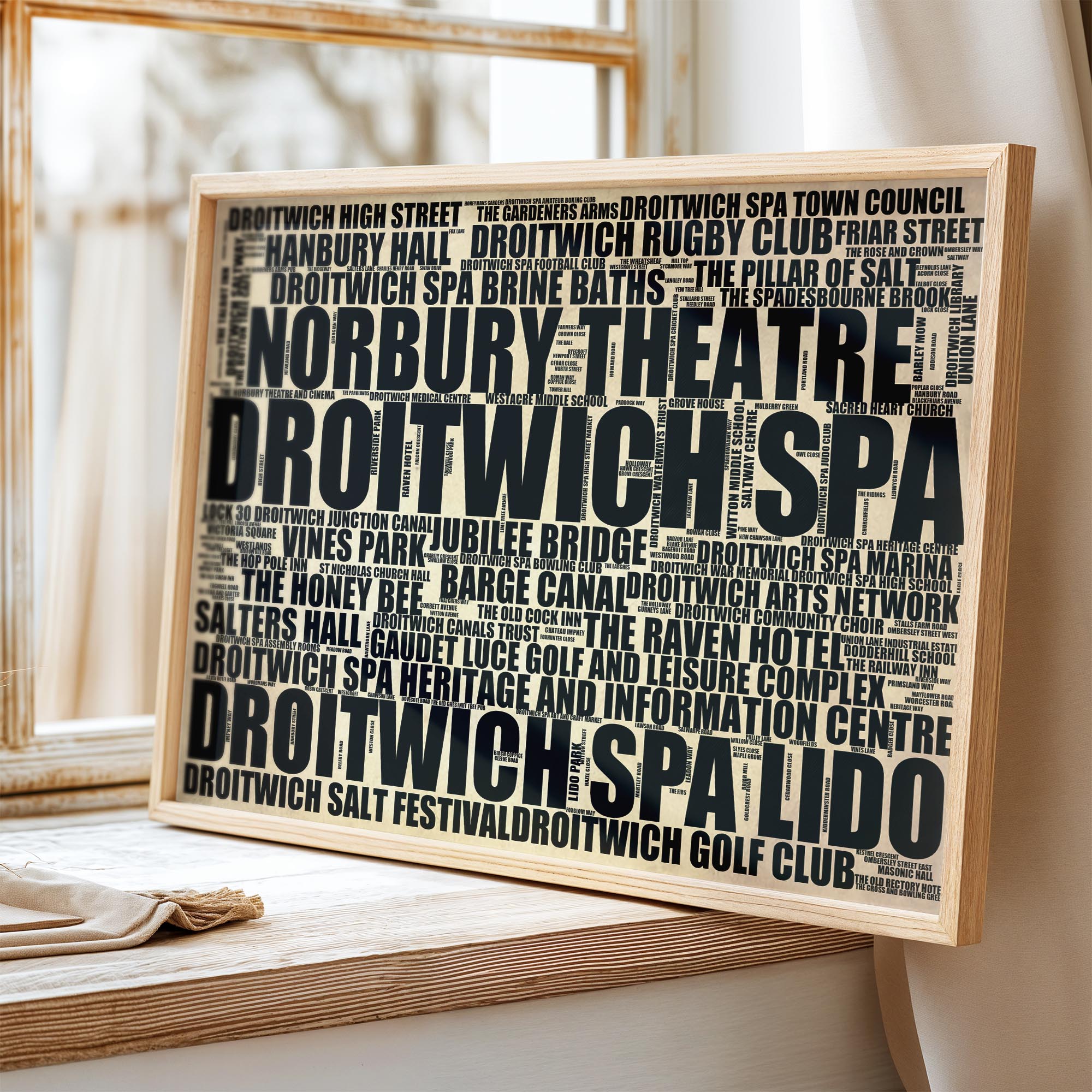 Droitwich Spa - Premium Typographic Word Cloud Prints, Posters & Gifts