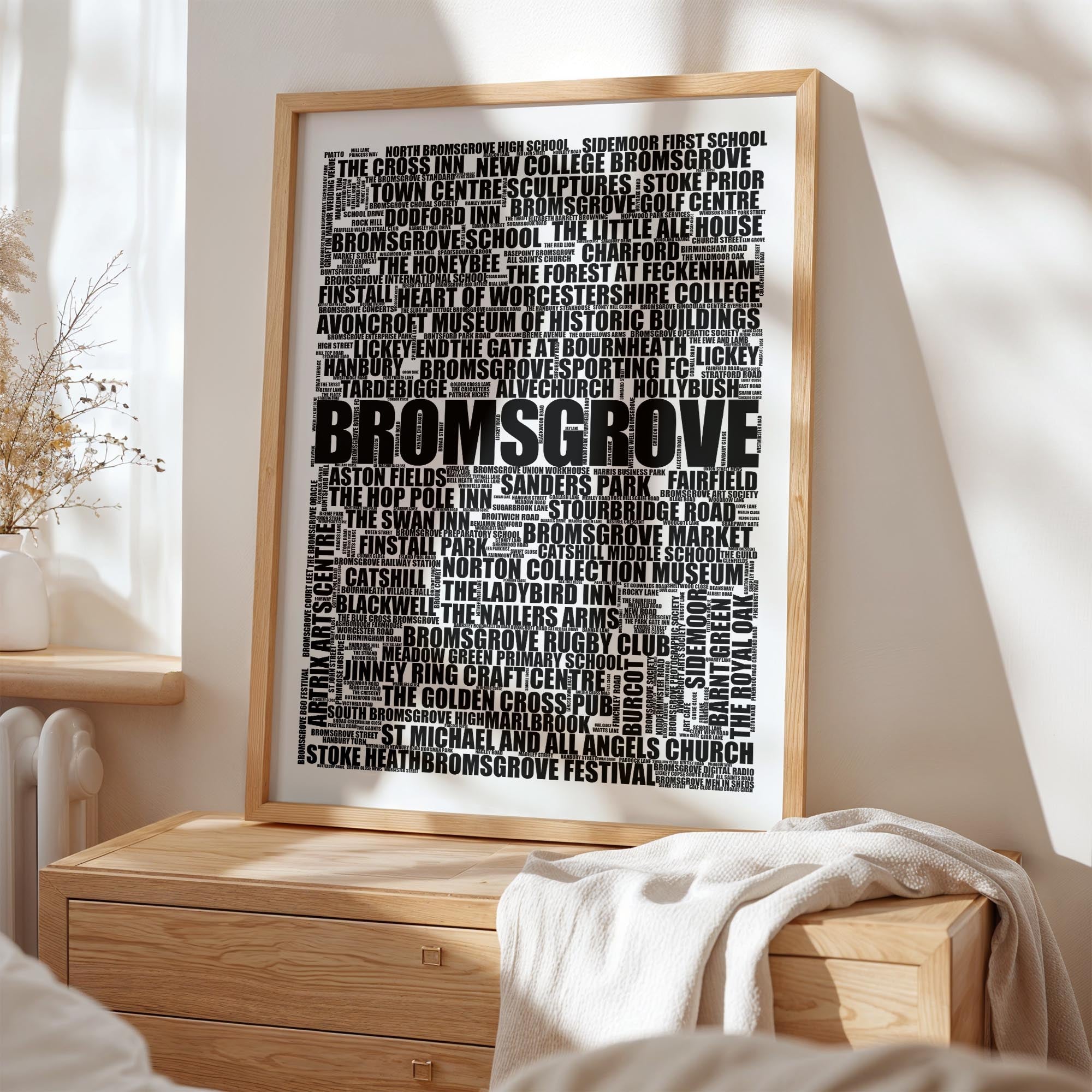 Bromsgrove - Premium Typographic Word Cloud Prints, Posters & Gifts