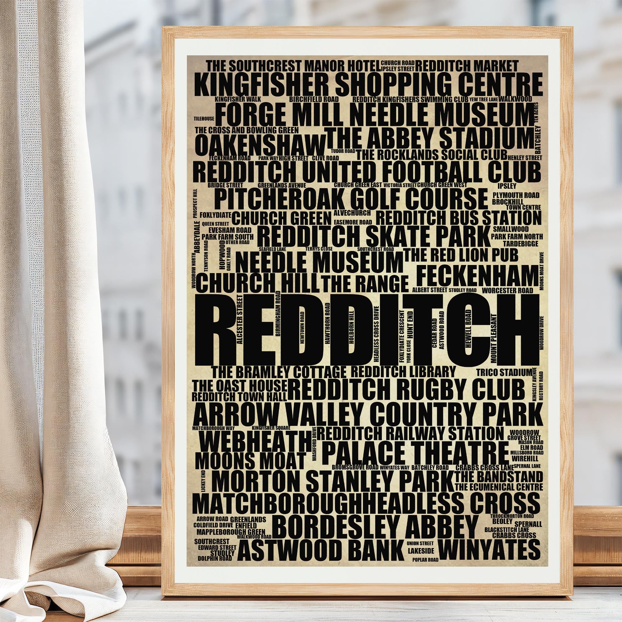 Redditch - Premium Typographic Word Cloud Prints, Posters & Gifts