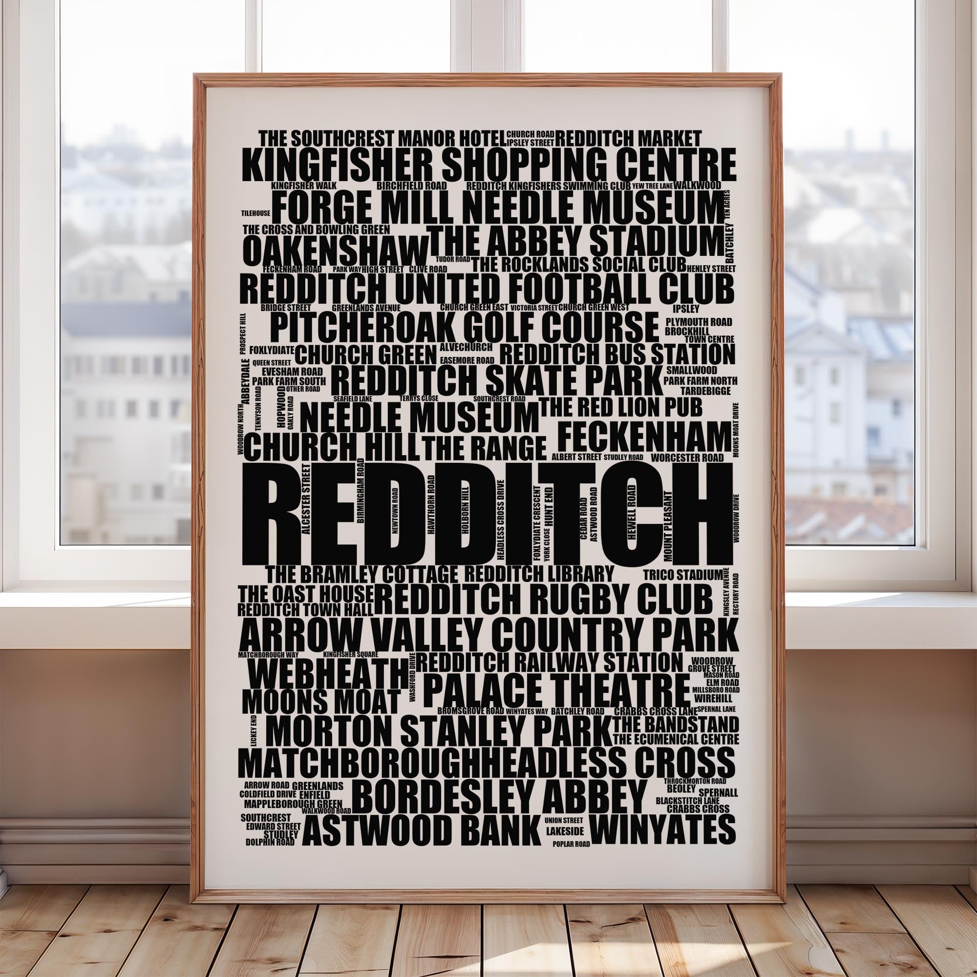 Redditch - Premium Typographic Word Cloud Prints, Posters & Gifts