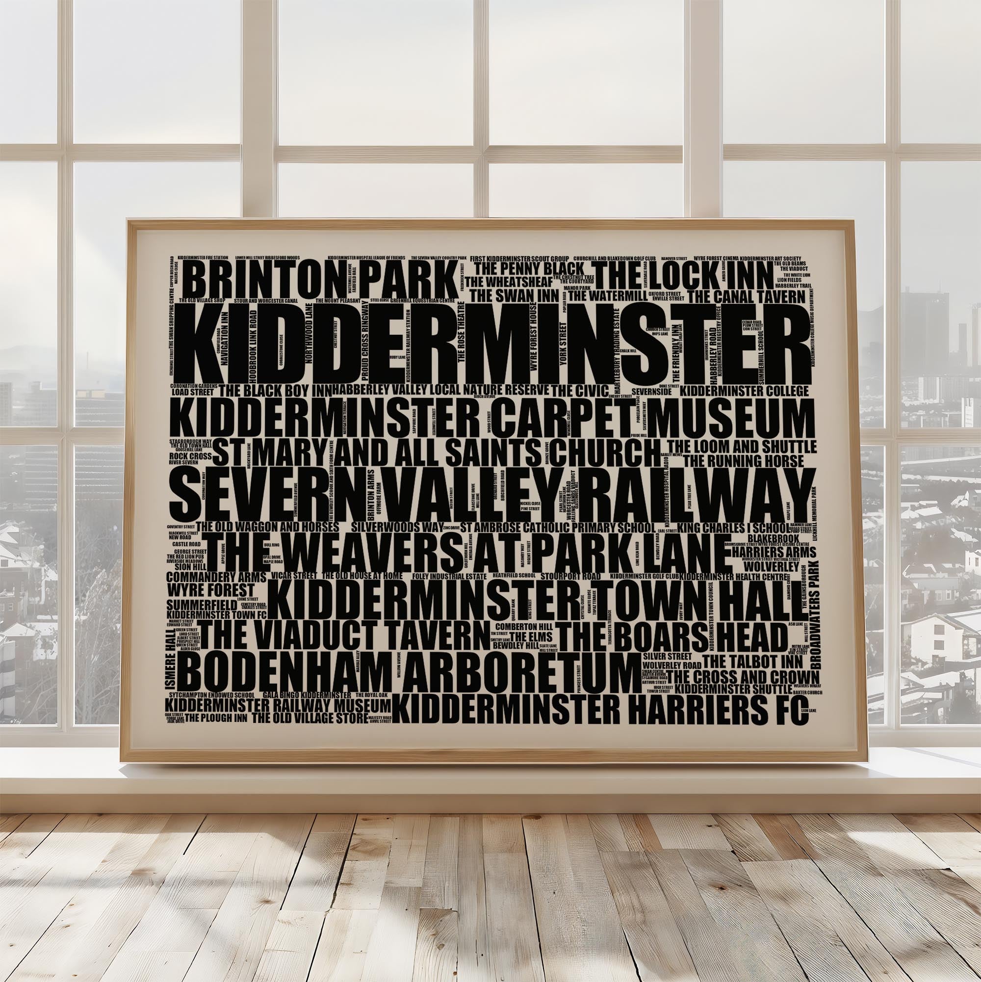 Kidderminster - Premium Typographic Word Cloud Prints, Posters & Gifts