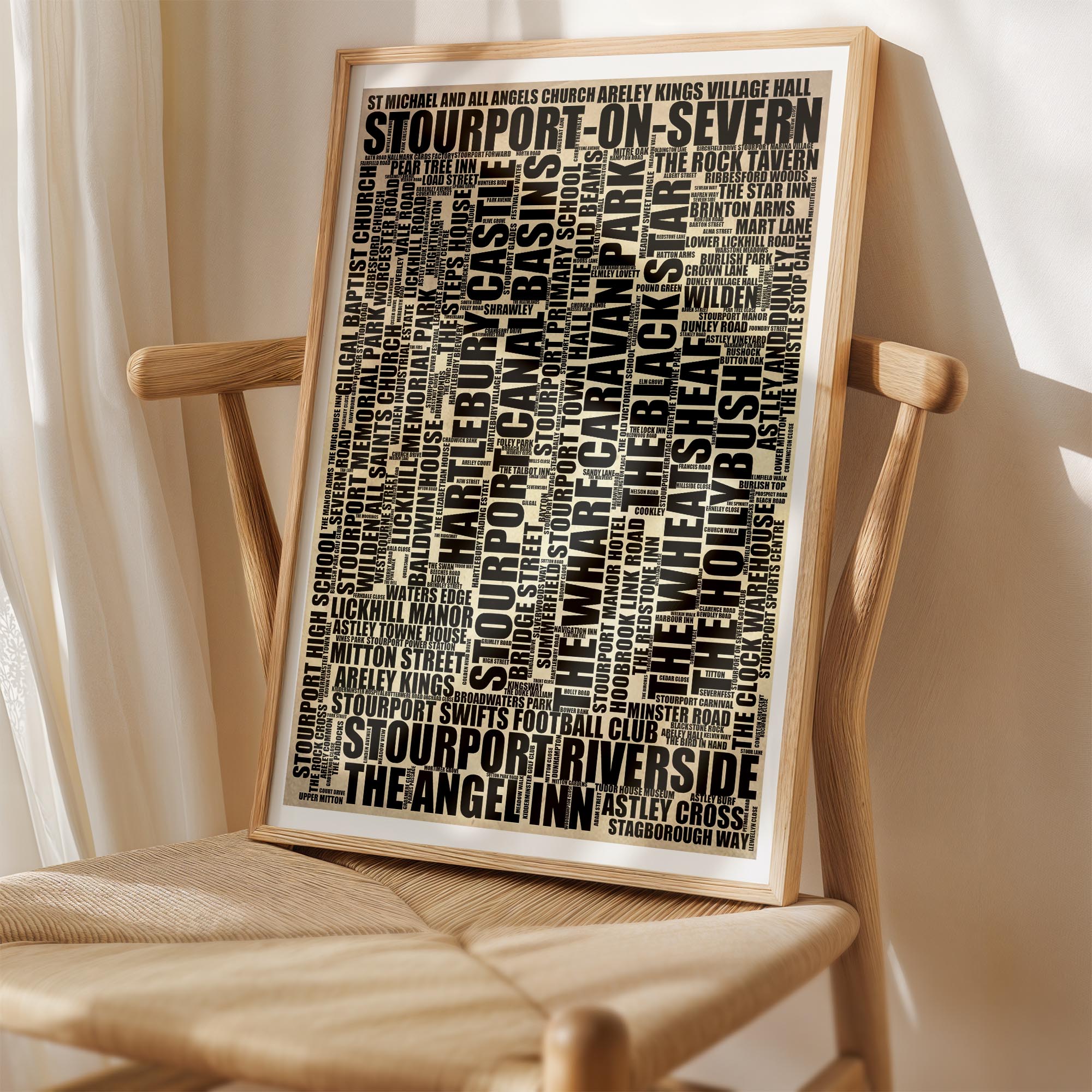 Stourport-on-Severn - Premium Typographic Word Cloud Prints, Posters & Gifts