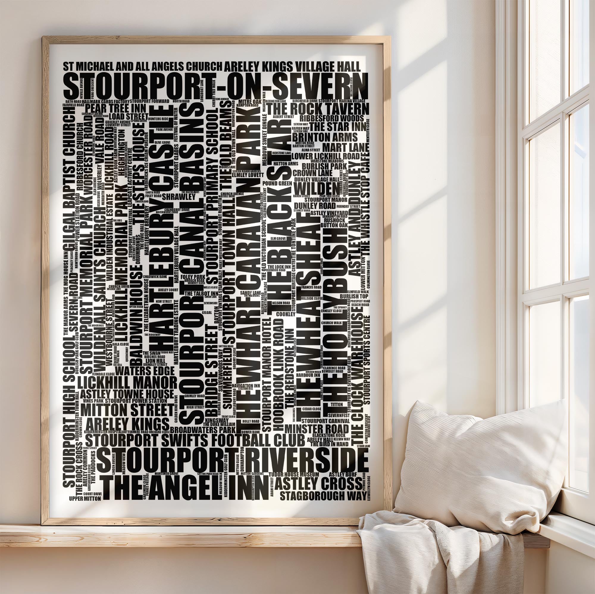 Stourport-on-Severn - Premium Typographic Word Cloud Prints, Posters & Gifts