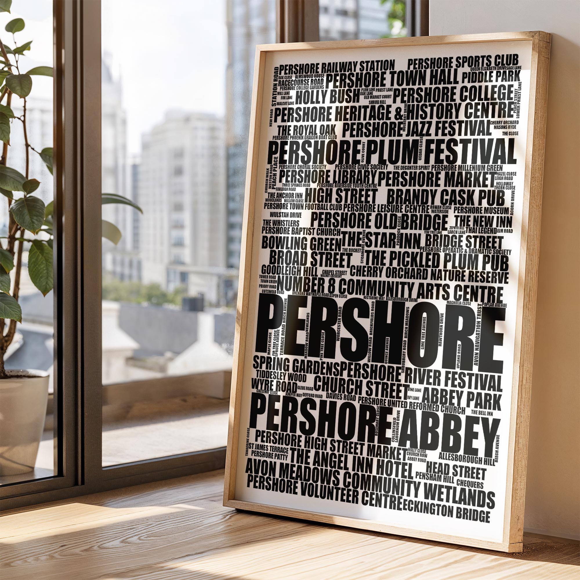 Pershore - Premium Typographic Word Cloud Prints, Posters & Gifts