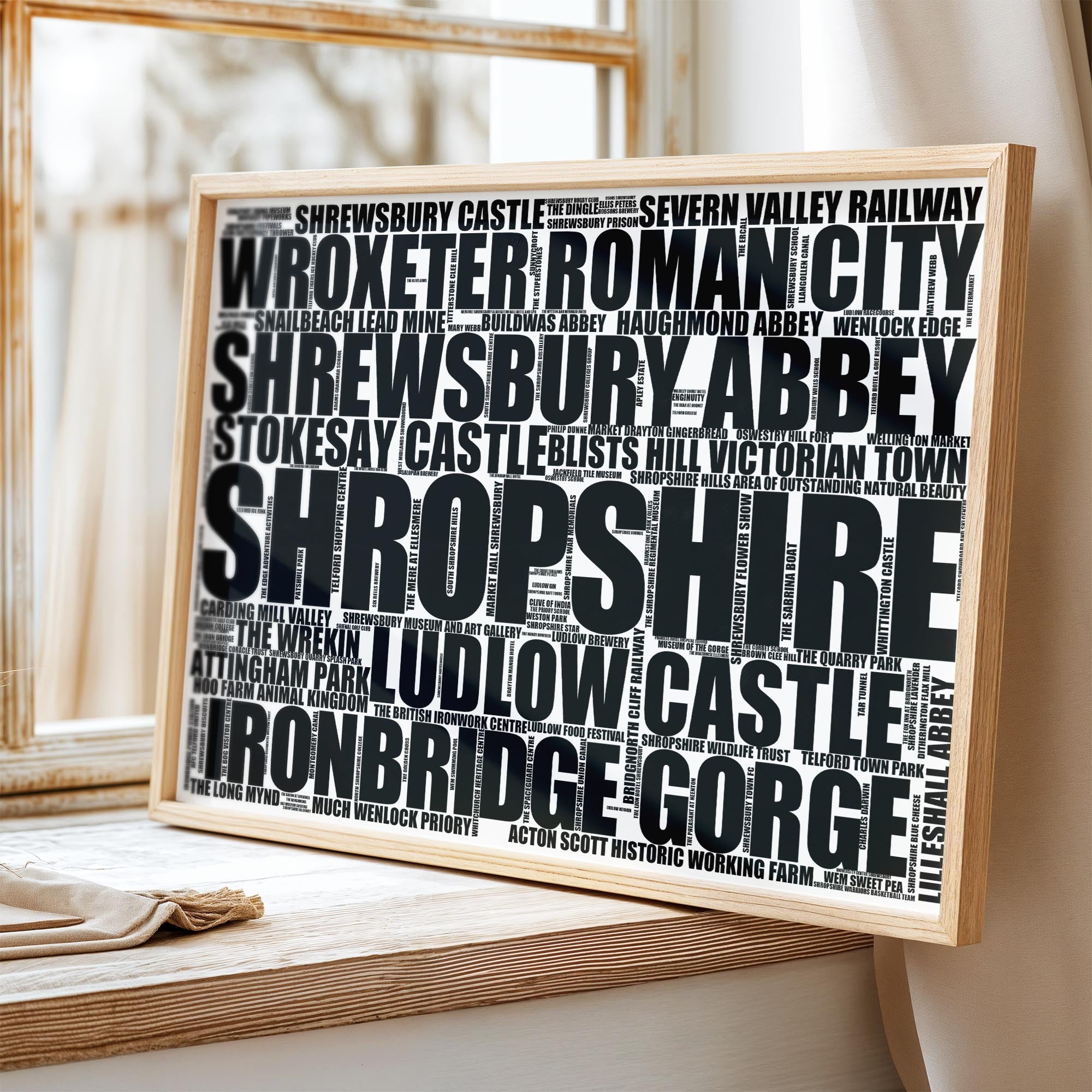 Shropshire - Premium Typographic Word Cloud Prints, Posters & Gifts