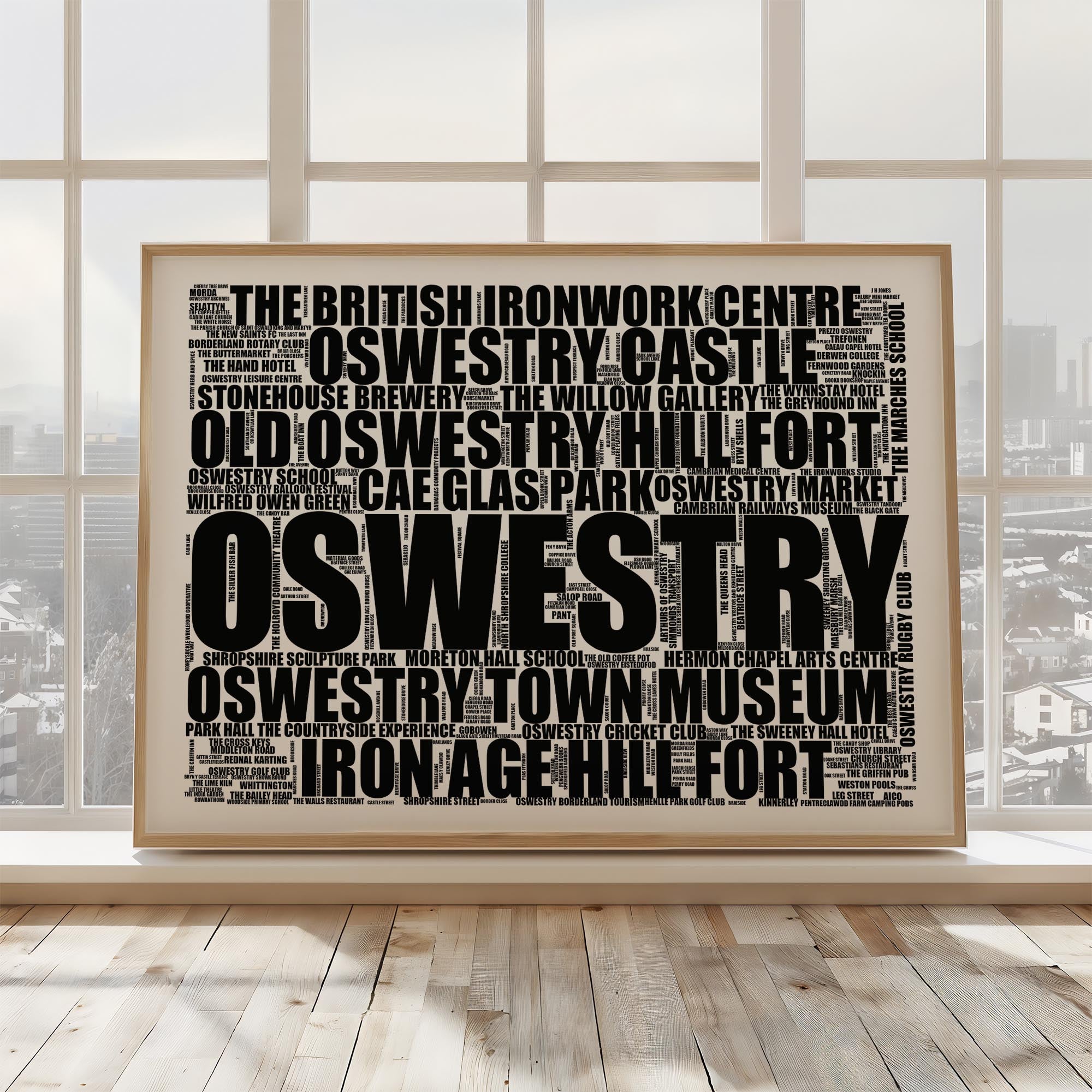 Oswestry - Premium Typographic Word Cloud Prints, Posters & Gifts