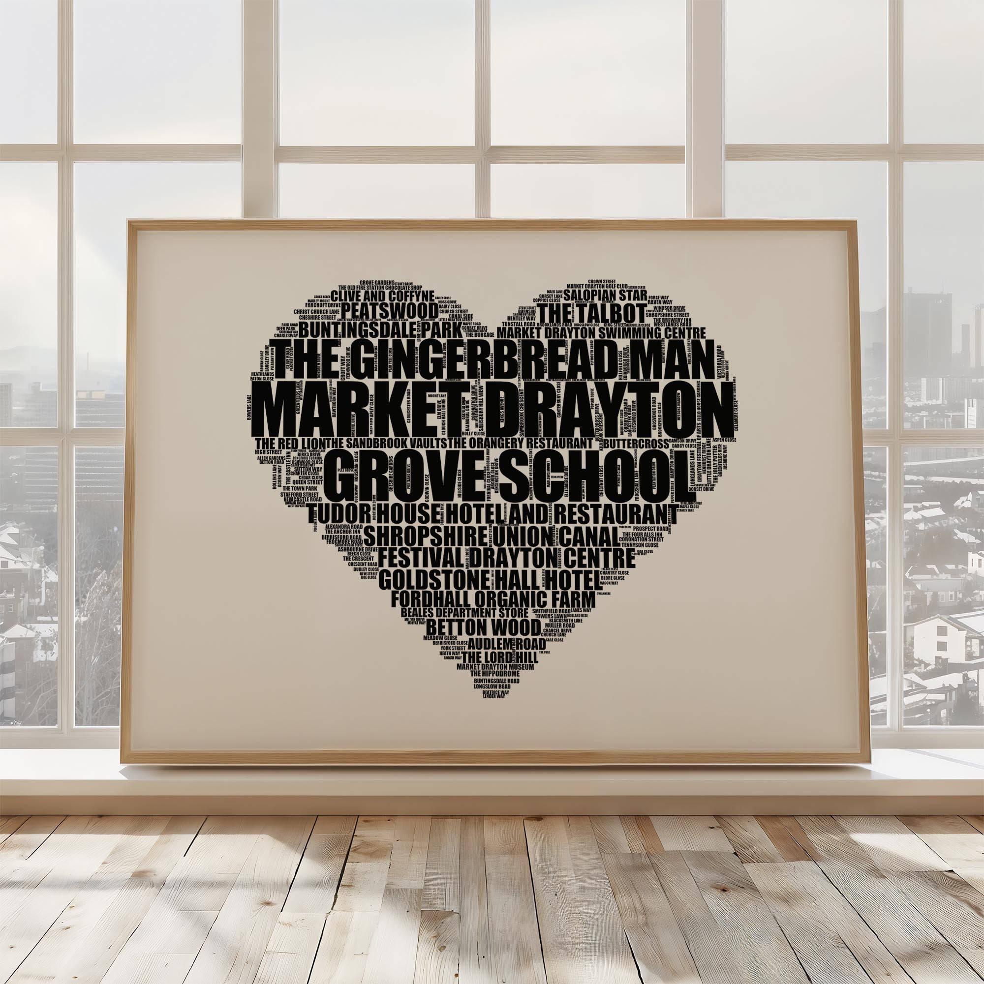 Market Drayton - Premium Typographic Word Cloud Prints, Posters & Gifts
