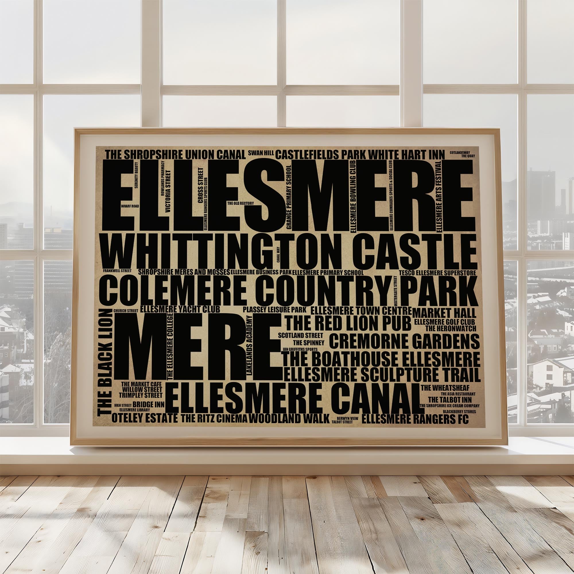 Ellesmere - Premium Typographic Word Cloud Prints, Posters & Gifts