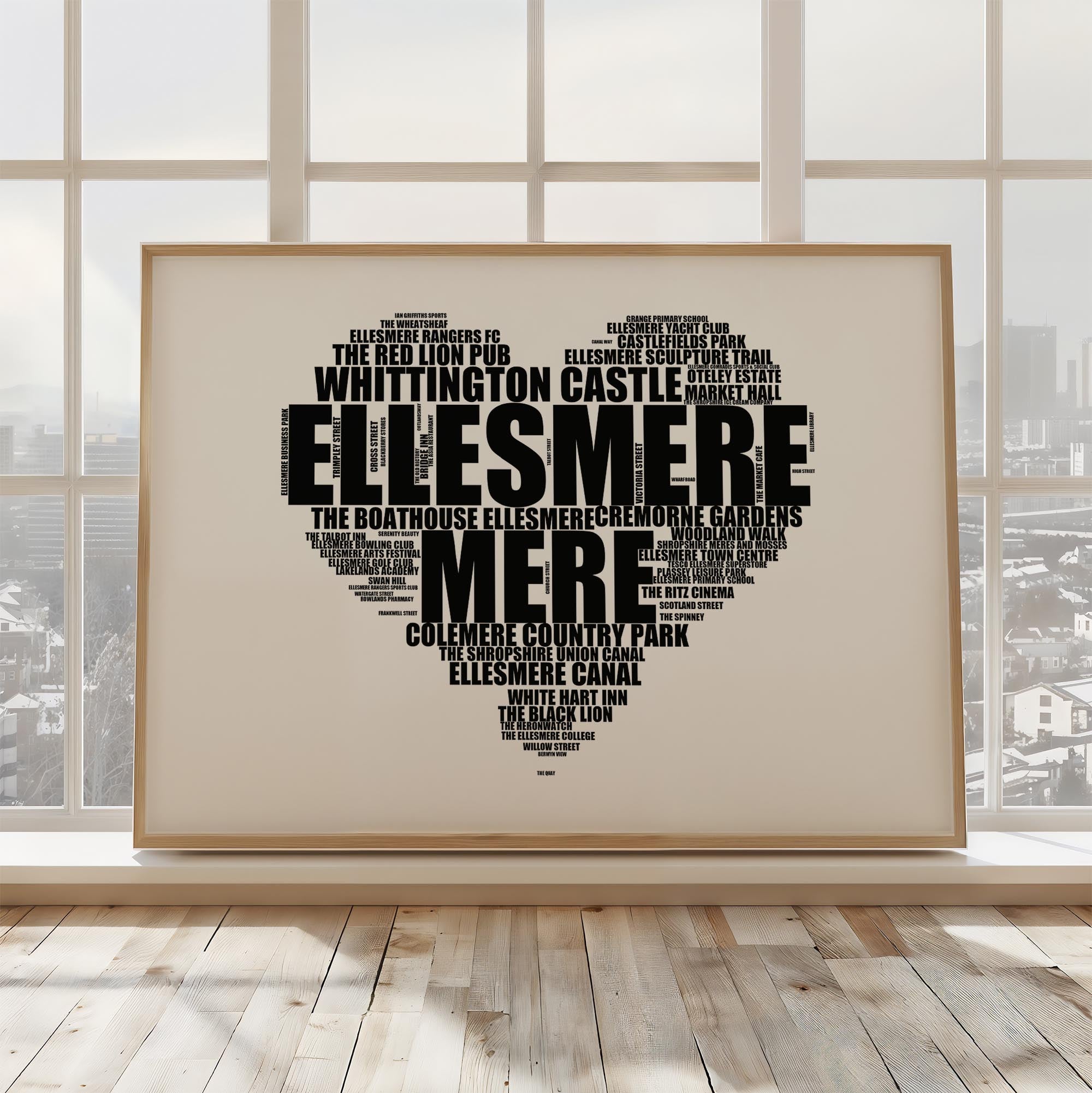 Ellesmere - Premium Typographic Word Cloud Prints, Posters & Gifts